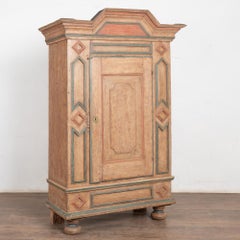 Early 19th Century Original Painted Swedish Pine One Door Armoire Cabinet