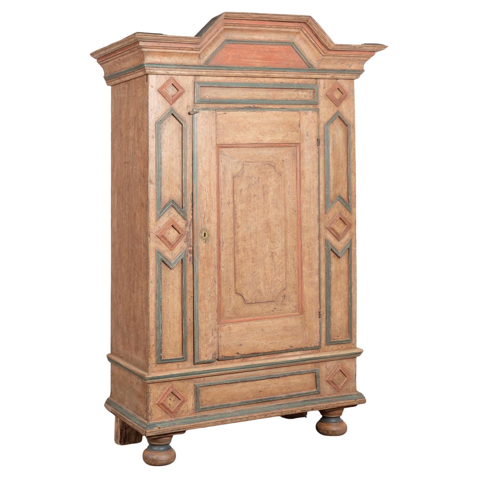 Early 19th Century Original Painted Swedish Pine One Door Armoire Cabinet