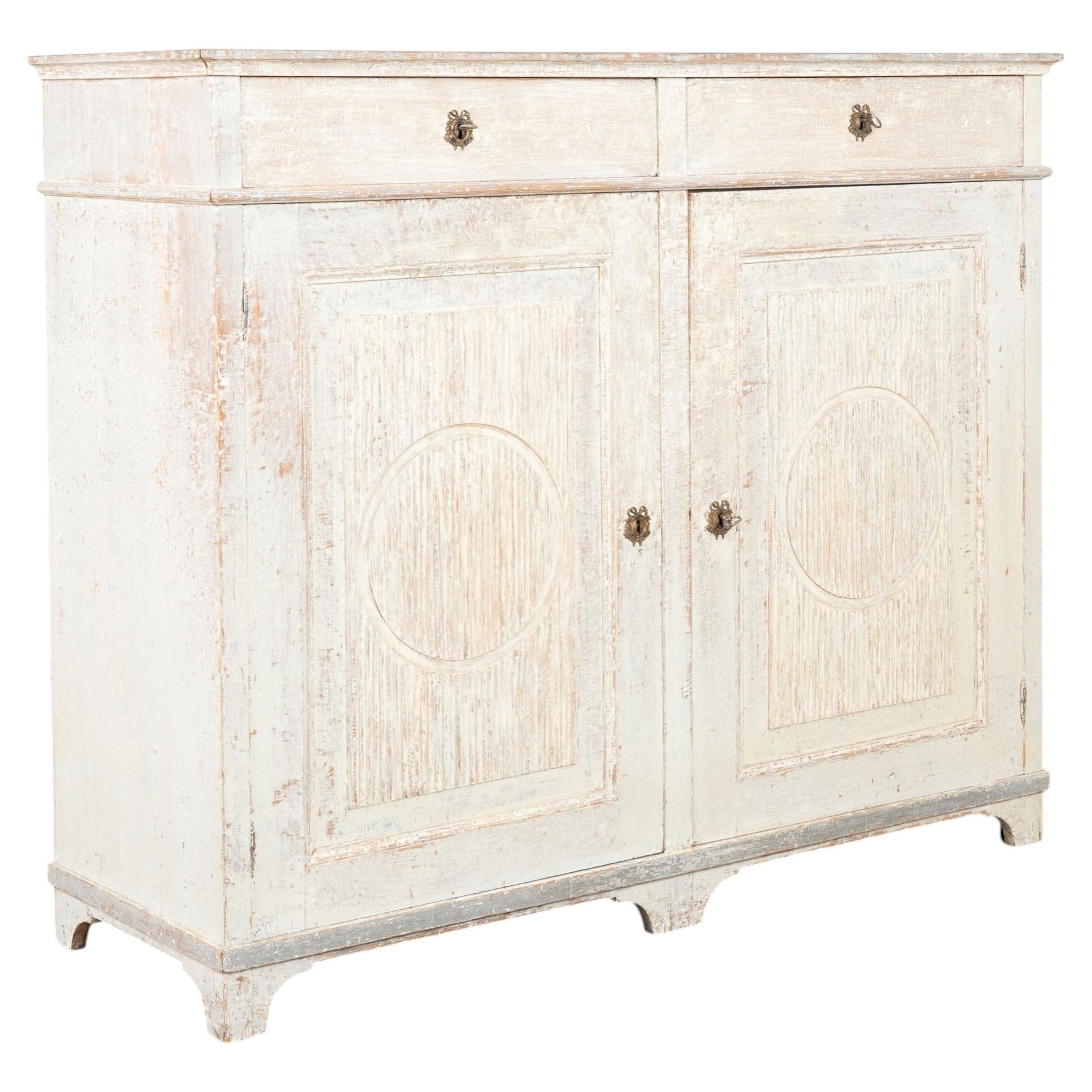Early 19th Century Original Painted Swedish Tall Pine Sideboard For Sale