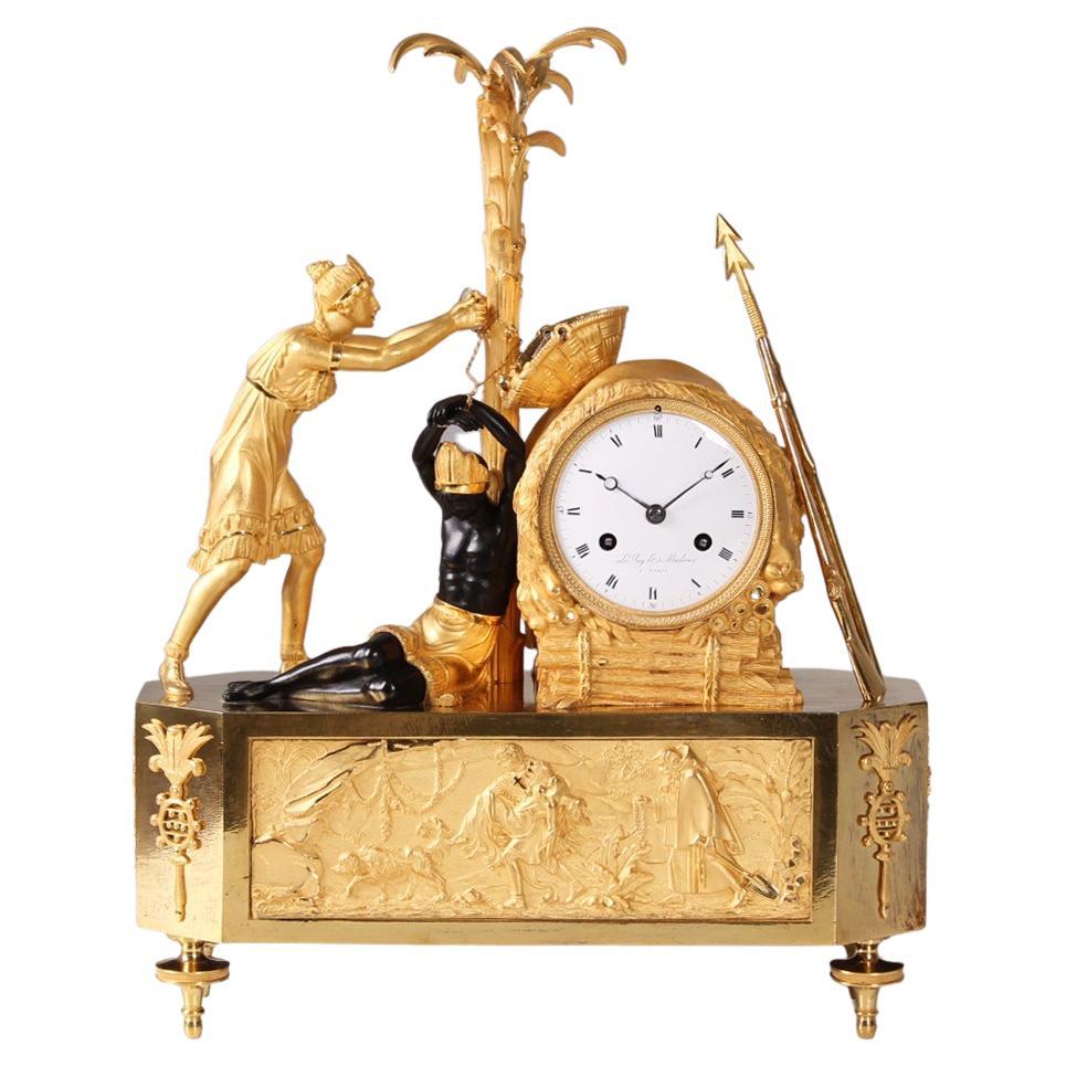 Early 19th Century Ormolu Mantel Clock, Atala freeing Chactas, Paris, circa 1810 For Sale