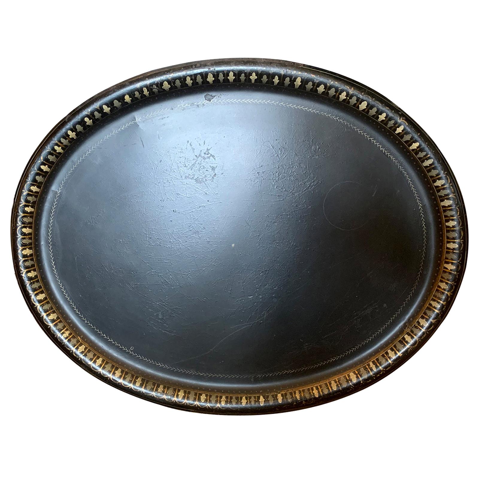 Early 19th Century Oval Black Tole Tray