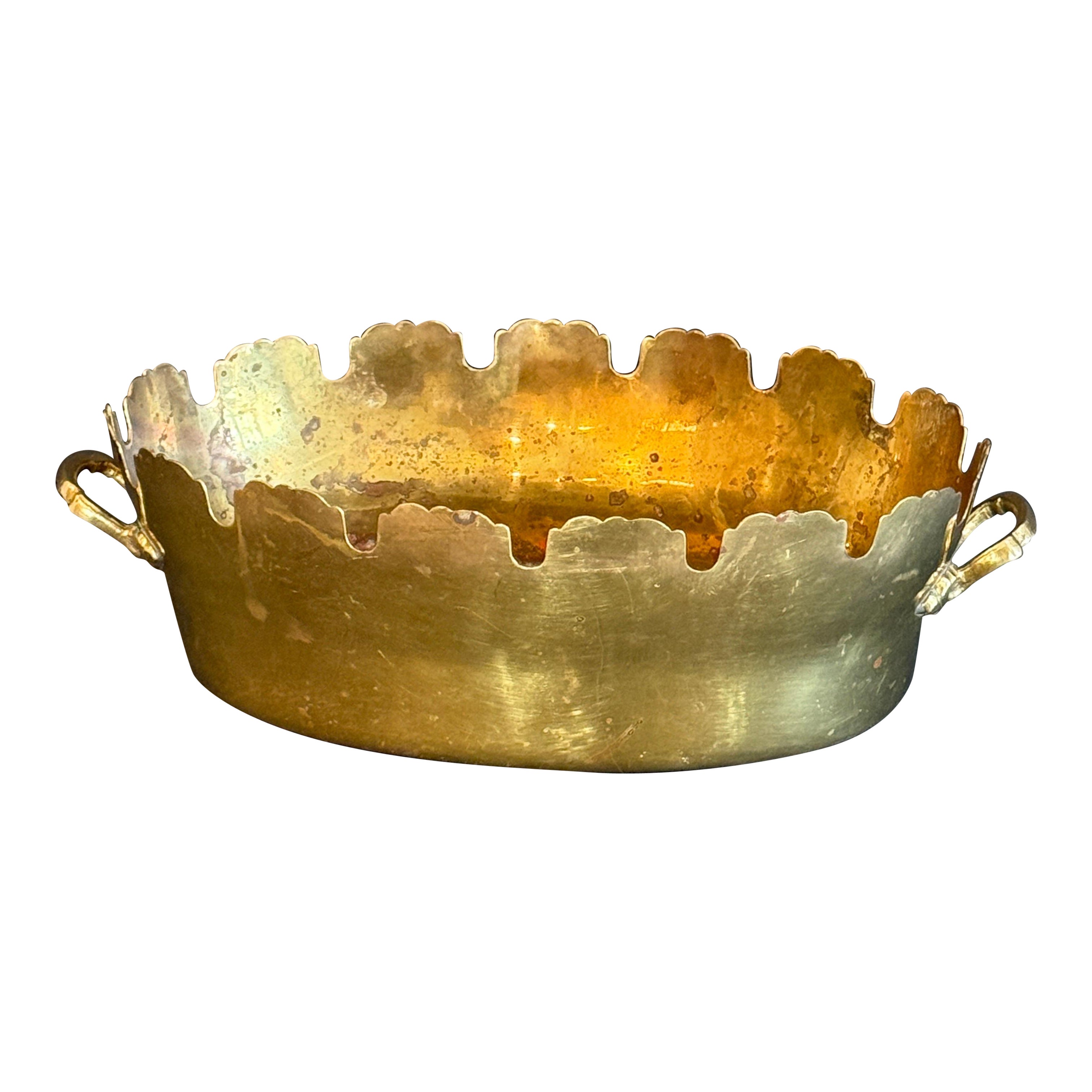 Early 19th Century Oval French Brass Cooler For Champagne Glasses or Jardiniere