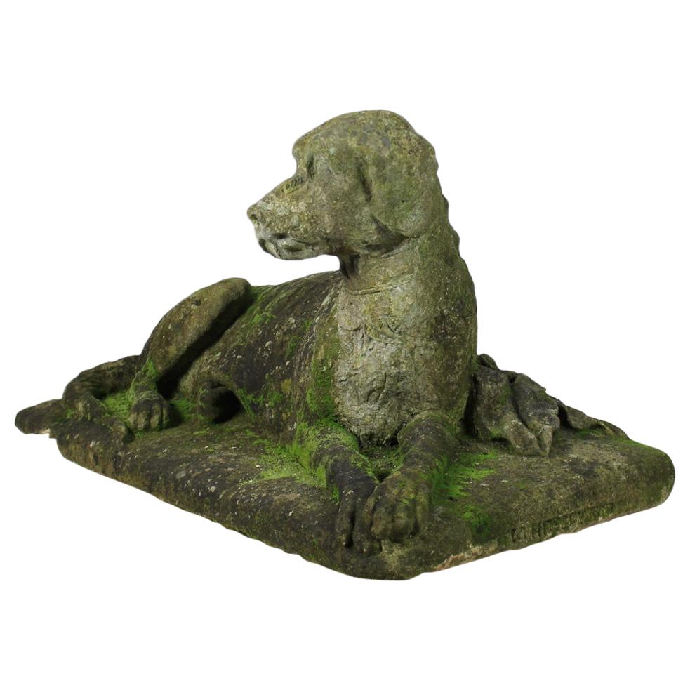 Early 19th Century over Life-Size Carved Stone Hound