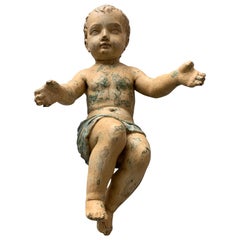 Early 19th Century Painted and Carved Jesus Child Sculpture