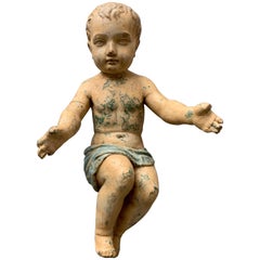 Early 19th Century Painted and Carved Jesus Child Sculpture