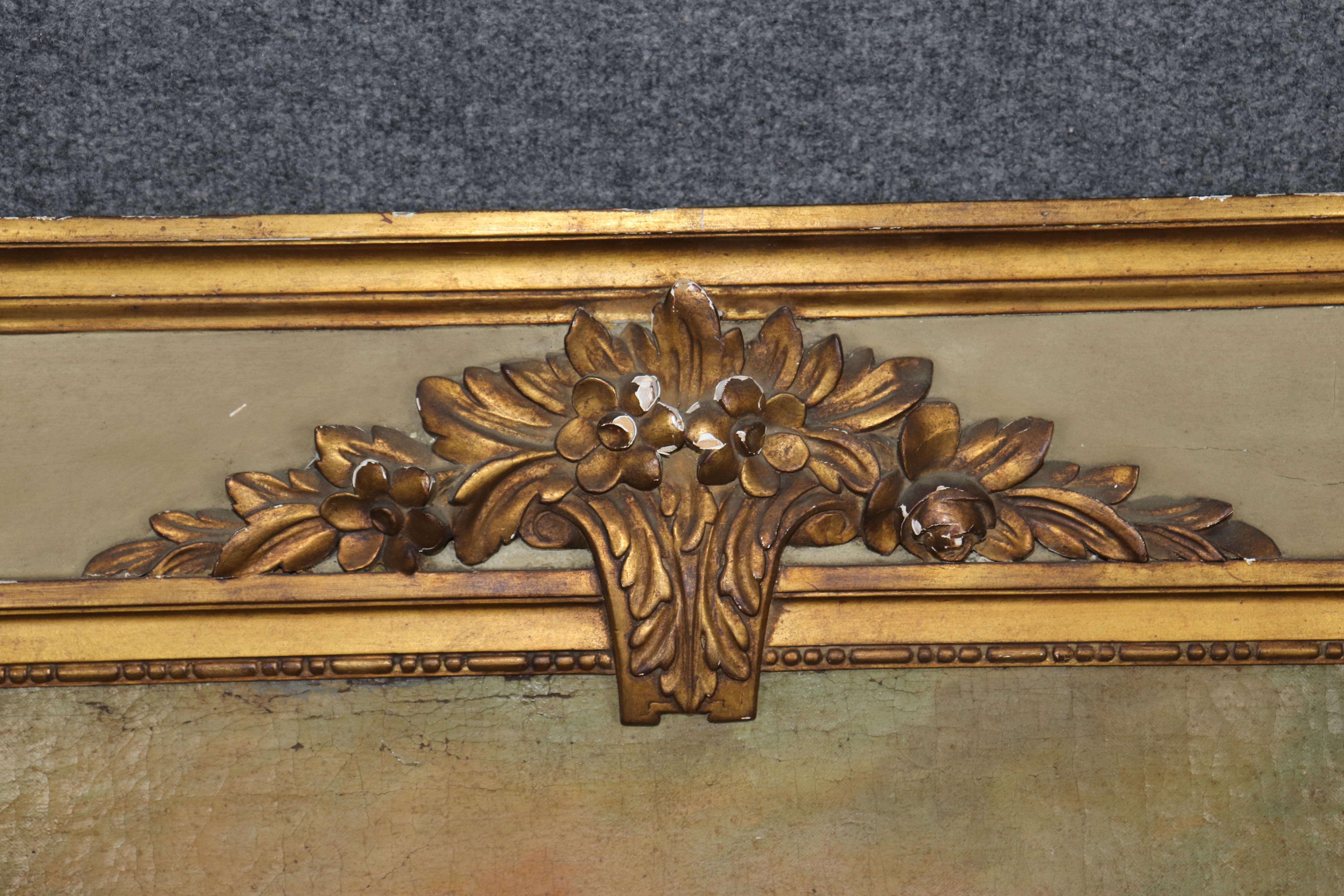 Early 19th century Painted and Gilded  French Trumeau Mirror with Oil Painting For Sale 4