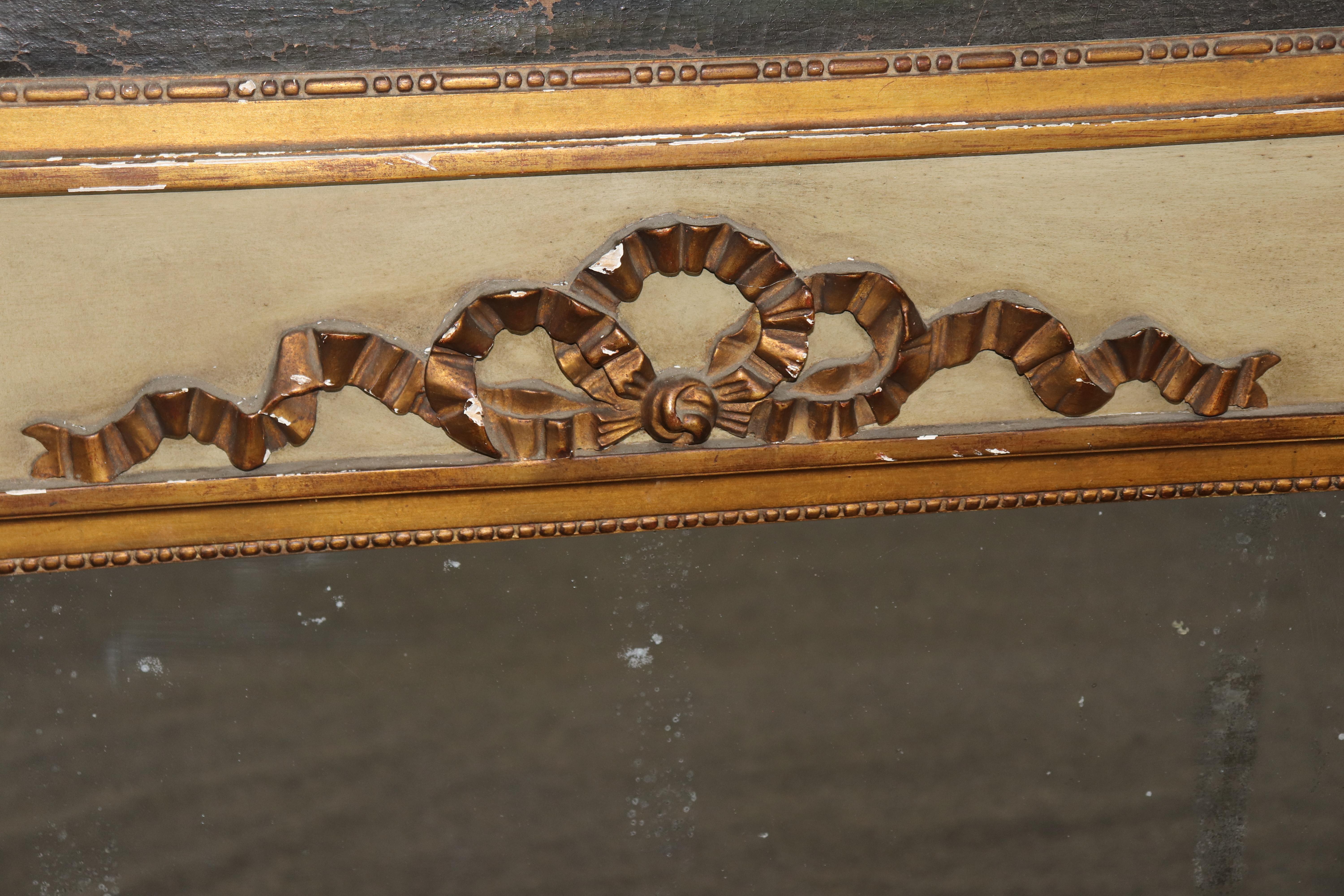 Early 19th century Painted and Gilded  French Trumeau Mirror with Oil Painting For Sale 9