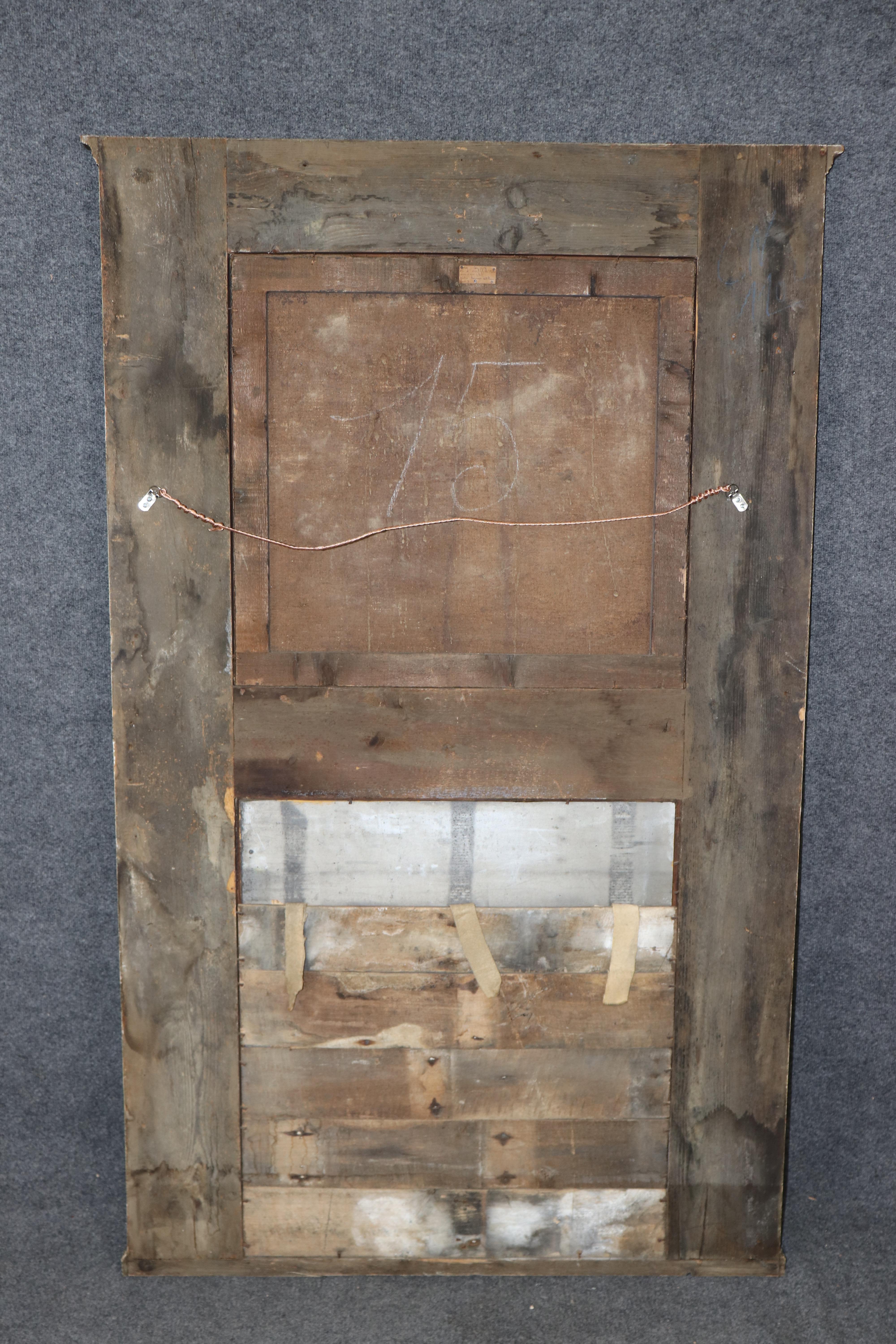 Mid-19th Century Early 19th century Painted and Gilded  French Trumeau Mirror with Oil Painting For Sale