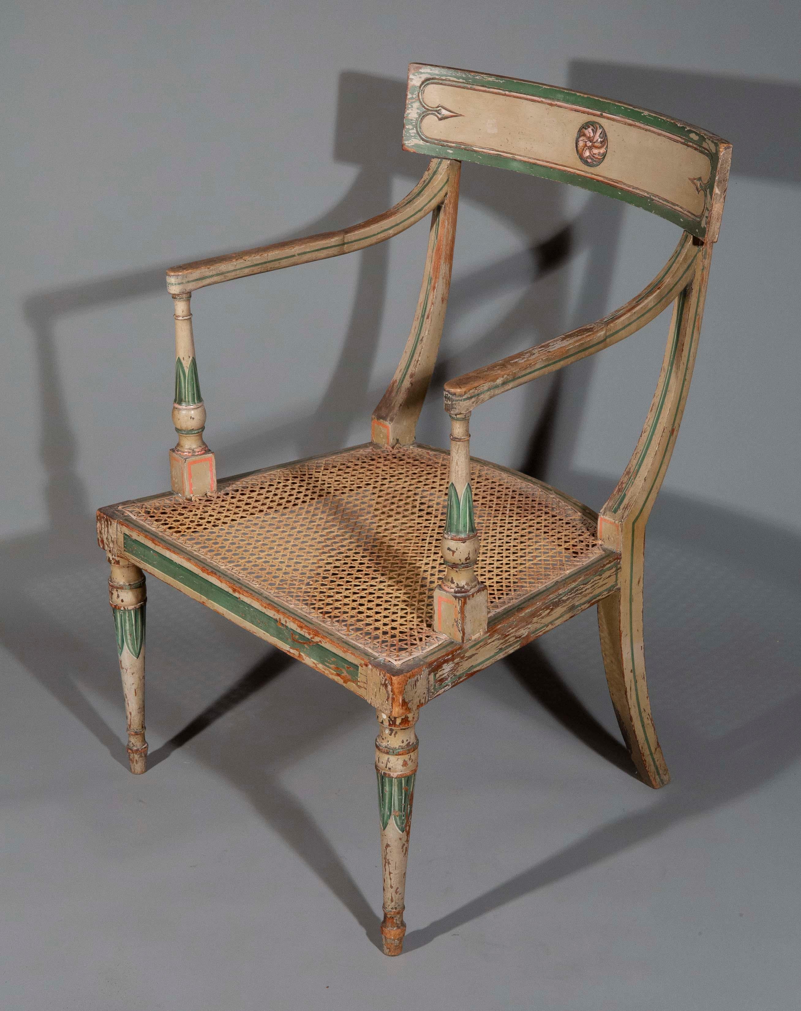 Raro sillón pintado del siglo XIX atribuido a Gillows en venta 4