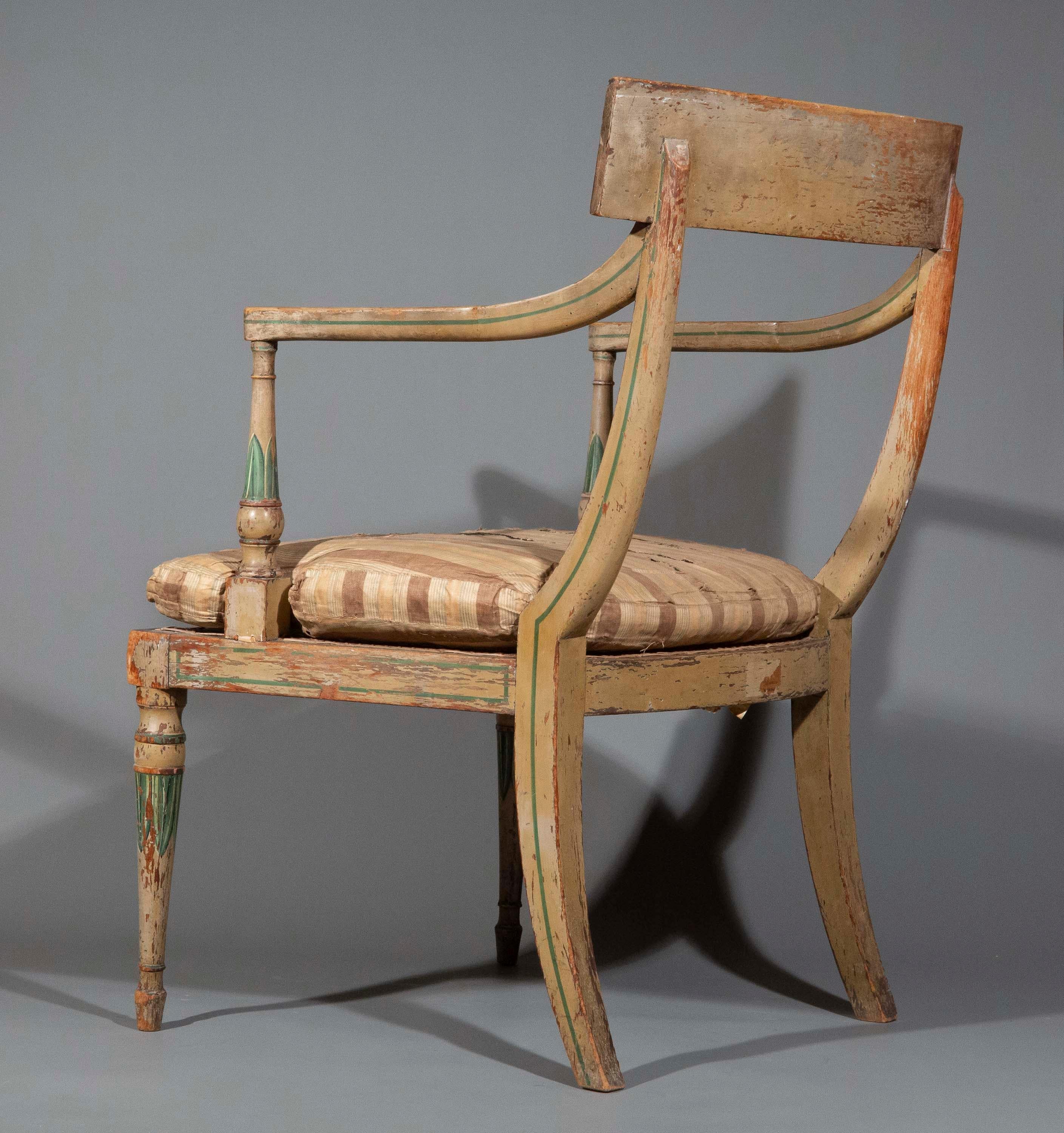 Raro sillón pintado del siglo XIX atribuido a Gillows en Bueno estado para la venta en Richmond, London