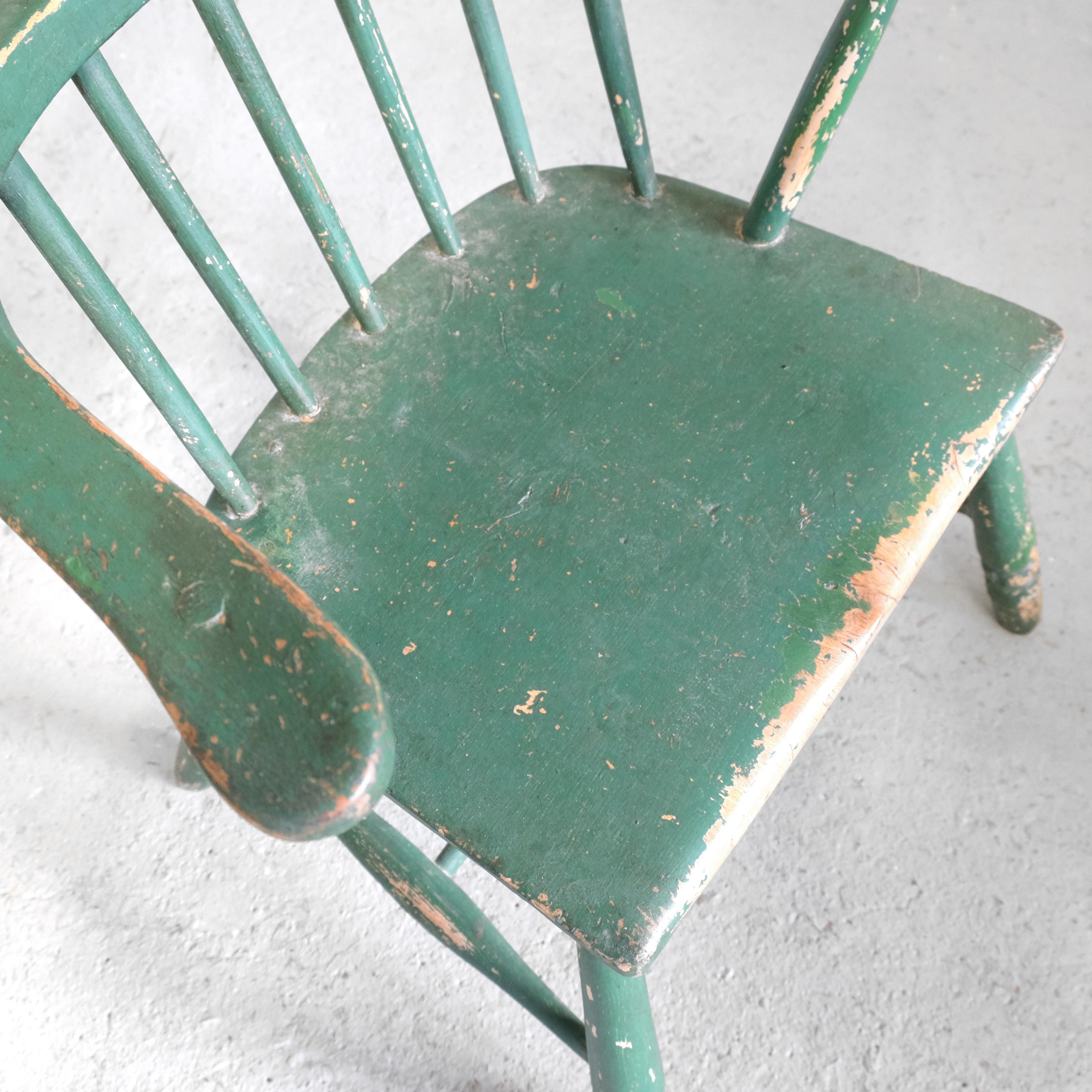 Early 19th Century Painted English West Country Windsor Stick Chair in Green 1