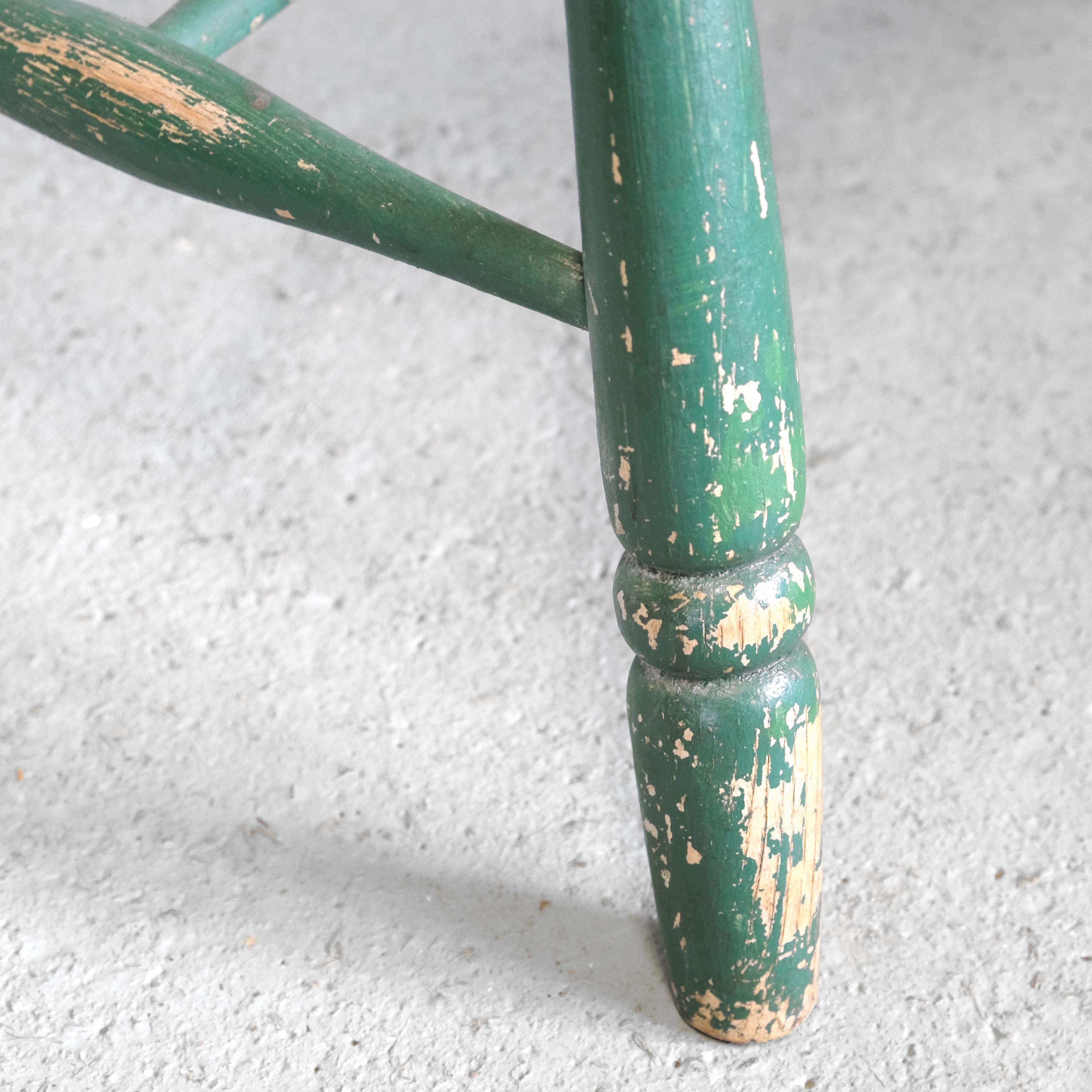 Early 19th Century Painted English West Country Windsor Stick Chair in Green 2