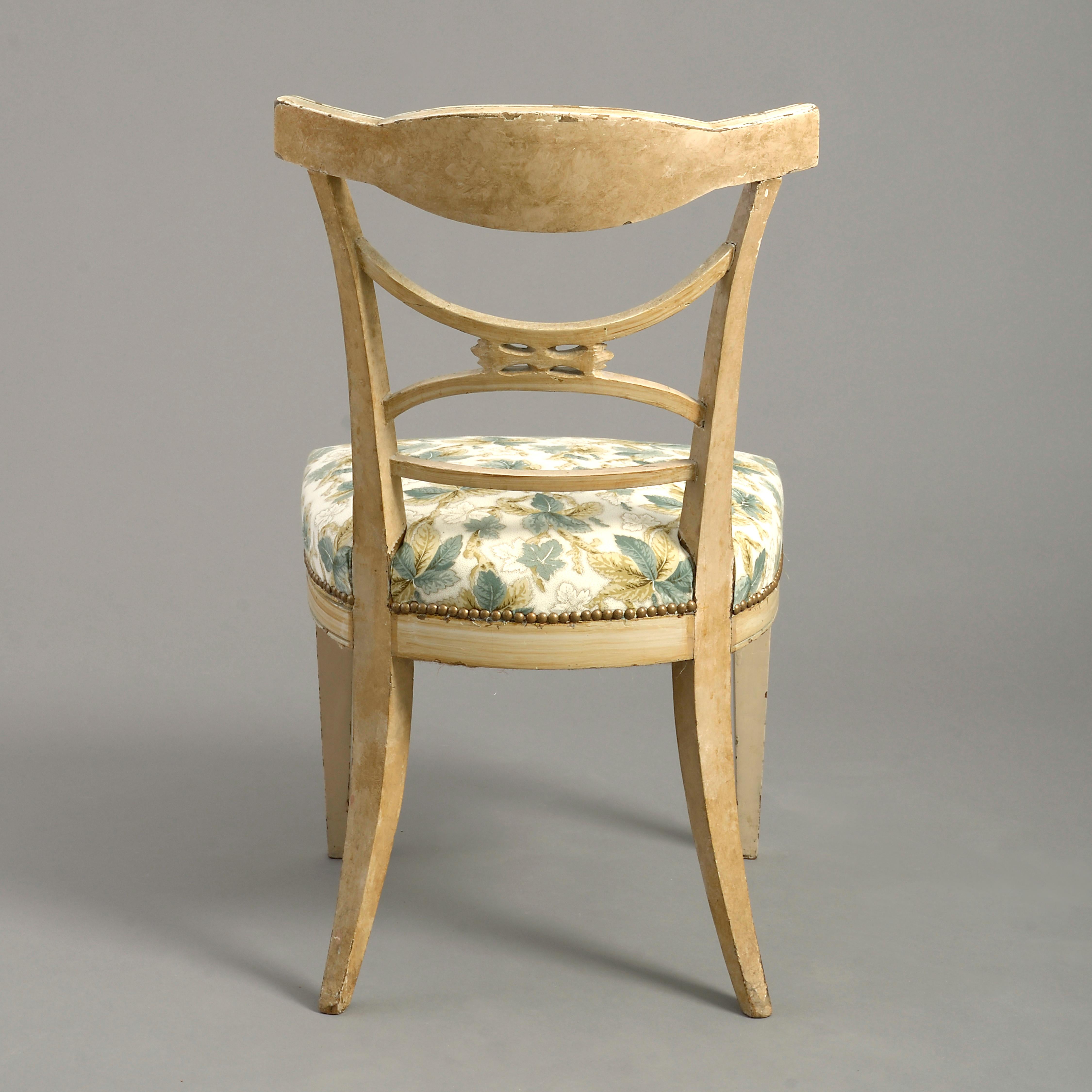 Hand-Carved Early 19th Century Painted Gustavian Side Chair