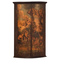 Antique Early 19th Century Painted Hanging Corner Cabinet