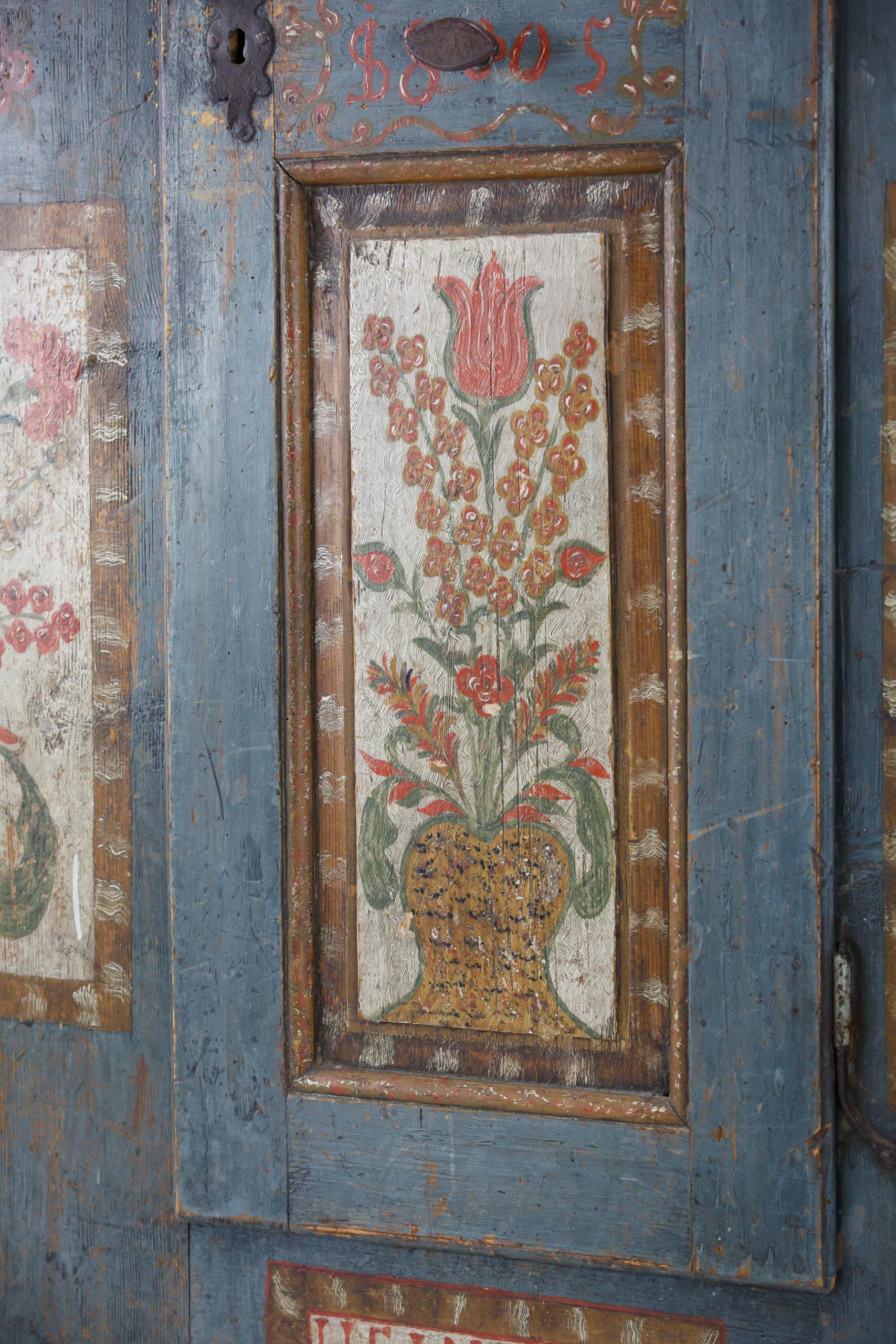 Early 19th Century Painted Marriage Cupboard 10