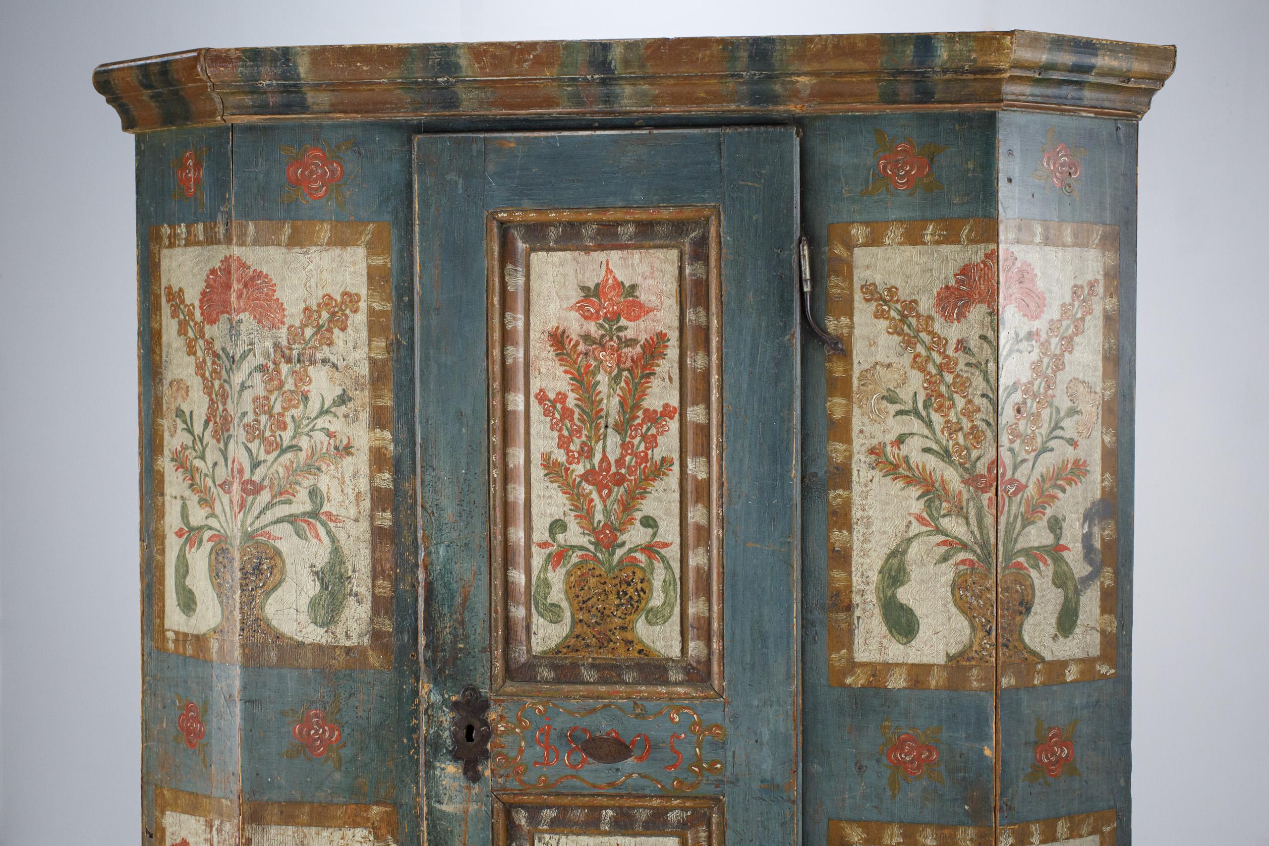Early 19th Century Painted Marriage Cupboard 1