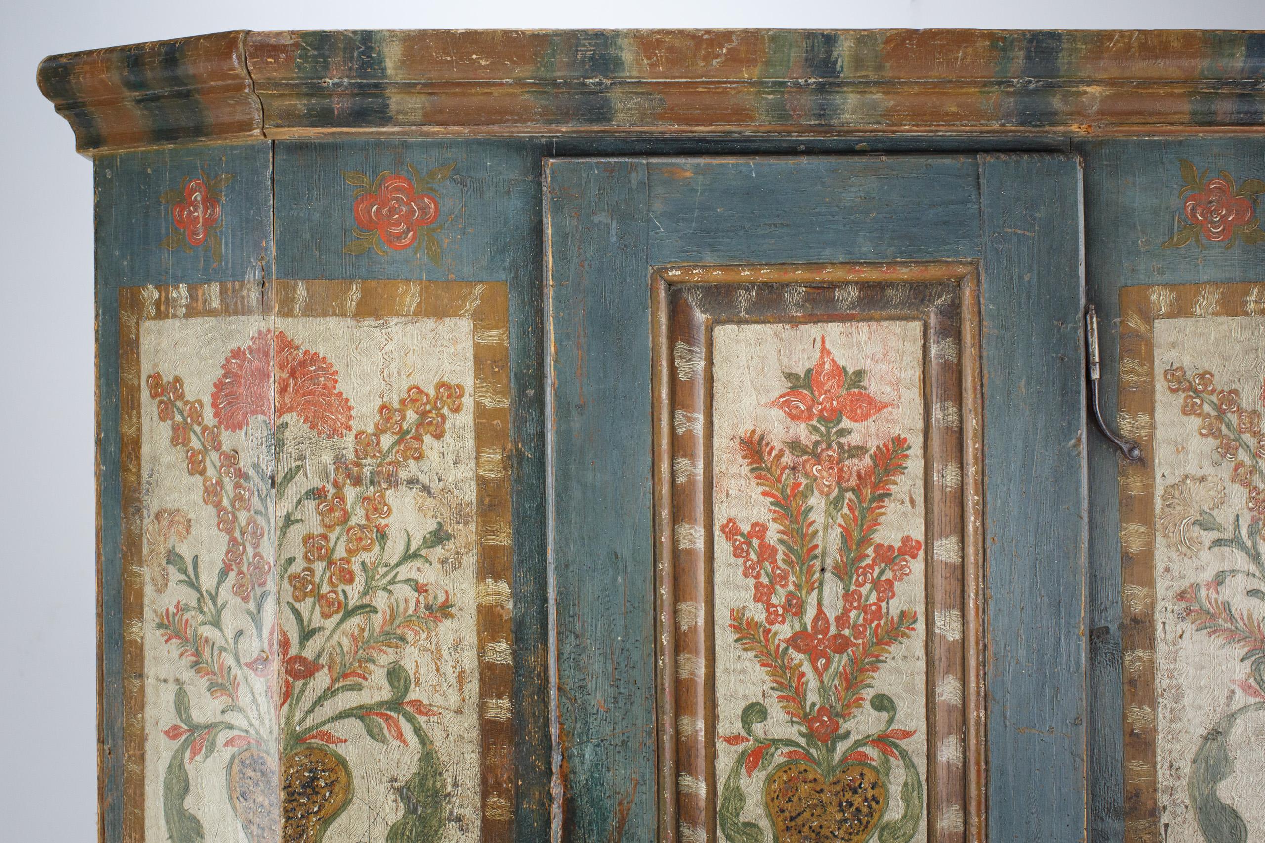 Early 19th Century Painted Marriage Cupboard 2