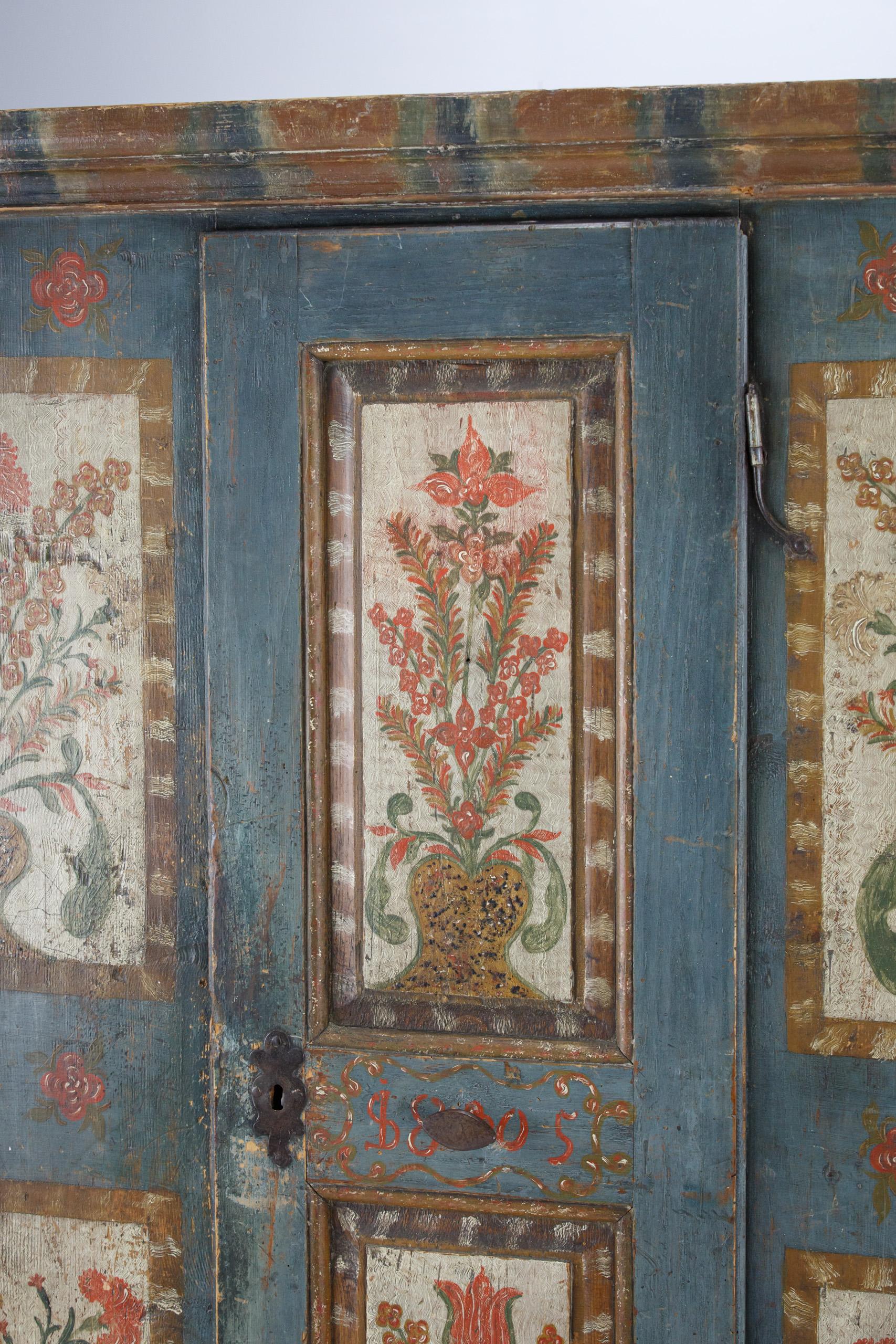 Early 19th Century Painted Marriage Cupboard 3