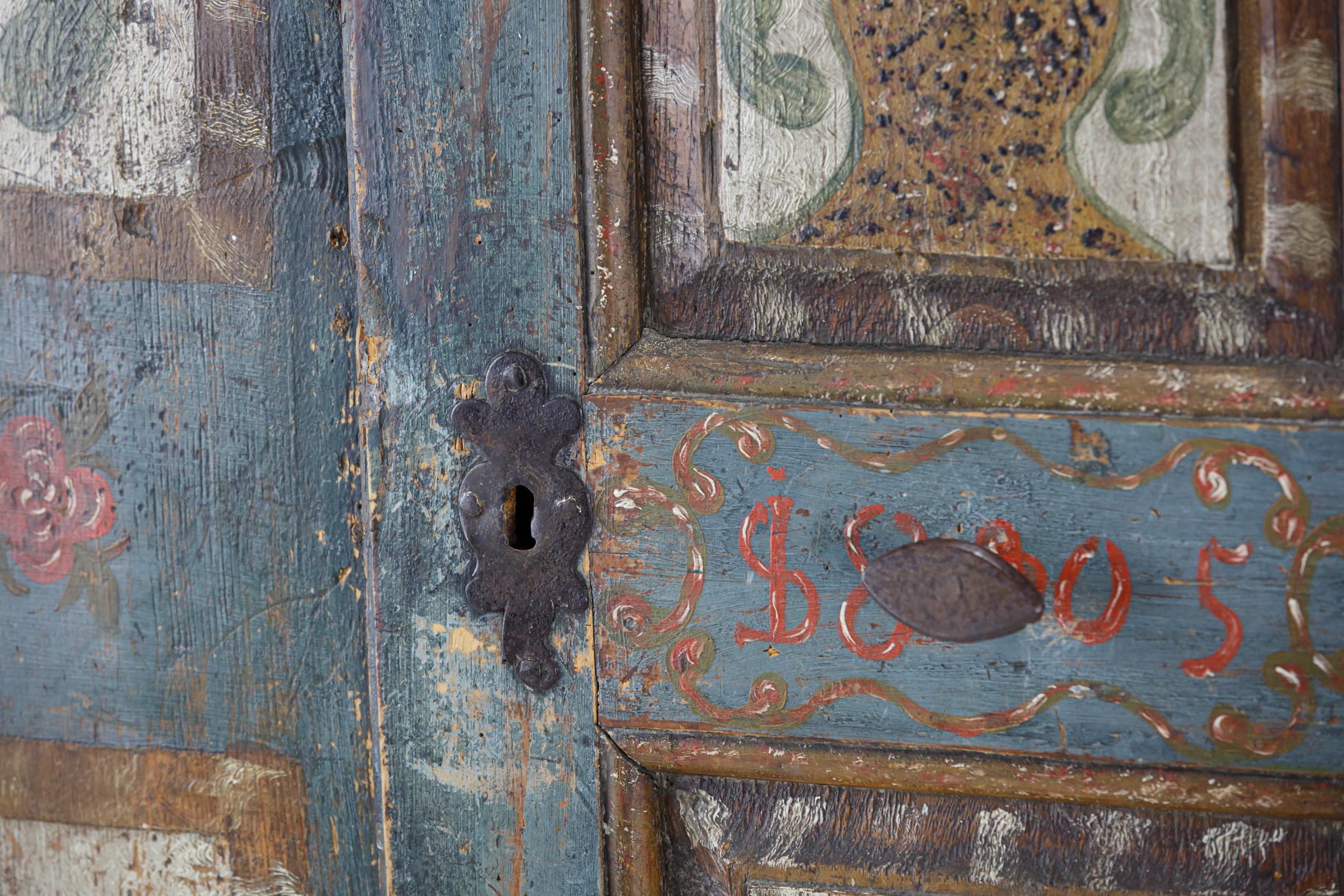 Early 19th Century Painted Marriage Cupboard 4
