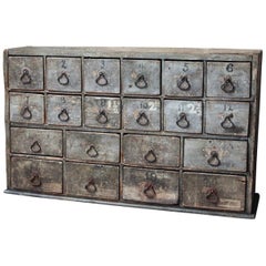 Antique Early 19th Century Painted Pine Bank of Twenty Drawers, circa 1820-1830