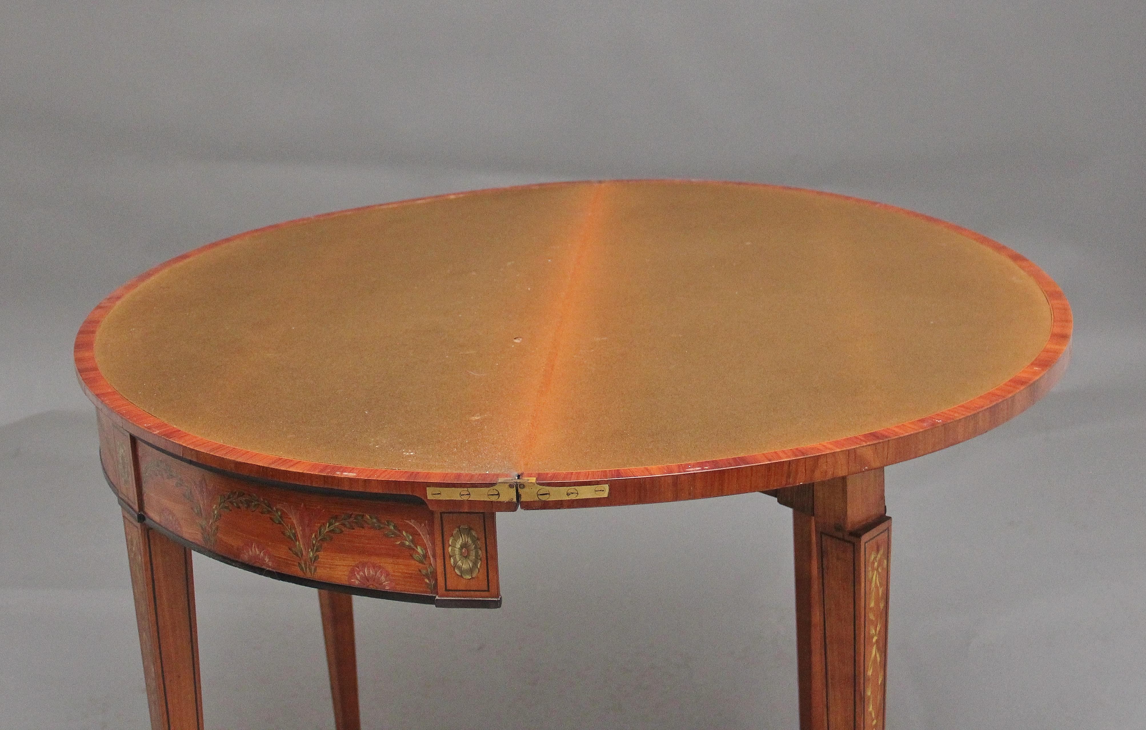 Early 19th Century painted satinwood card table For Sale 4