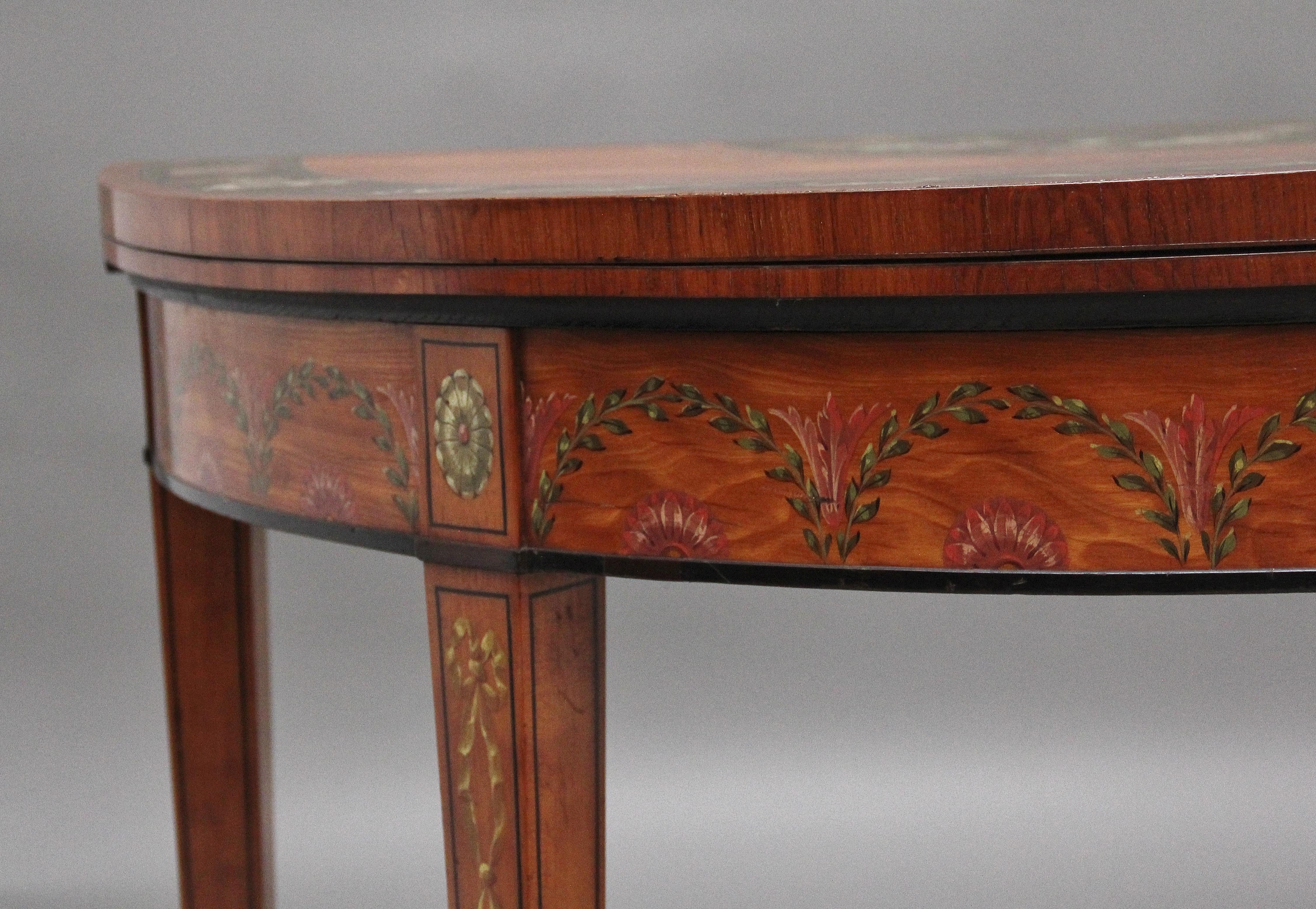 Regency Early 19th Century painted satinwood card table For Sale