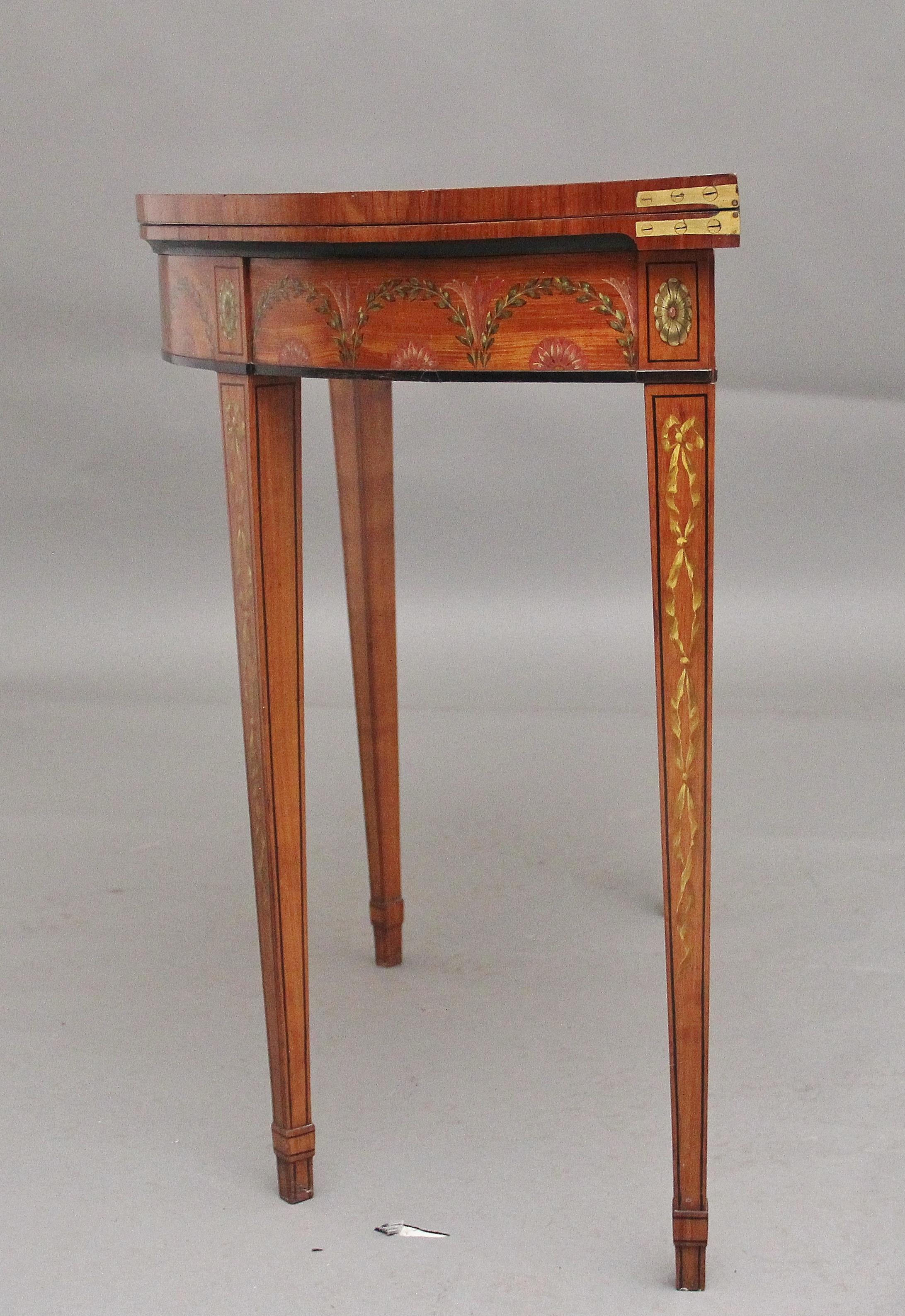 Early 19th Century painted satinwood card table For Sale 1