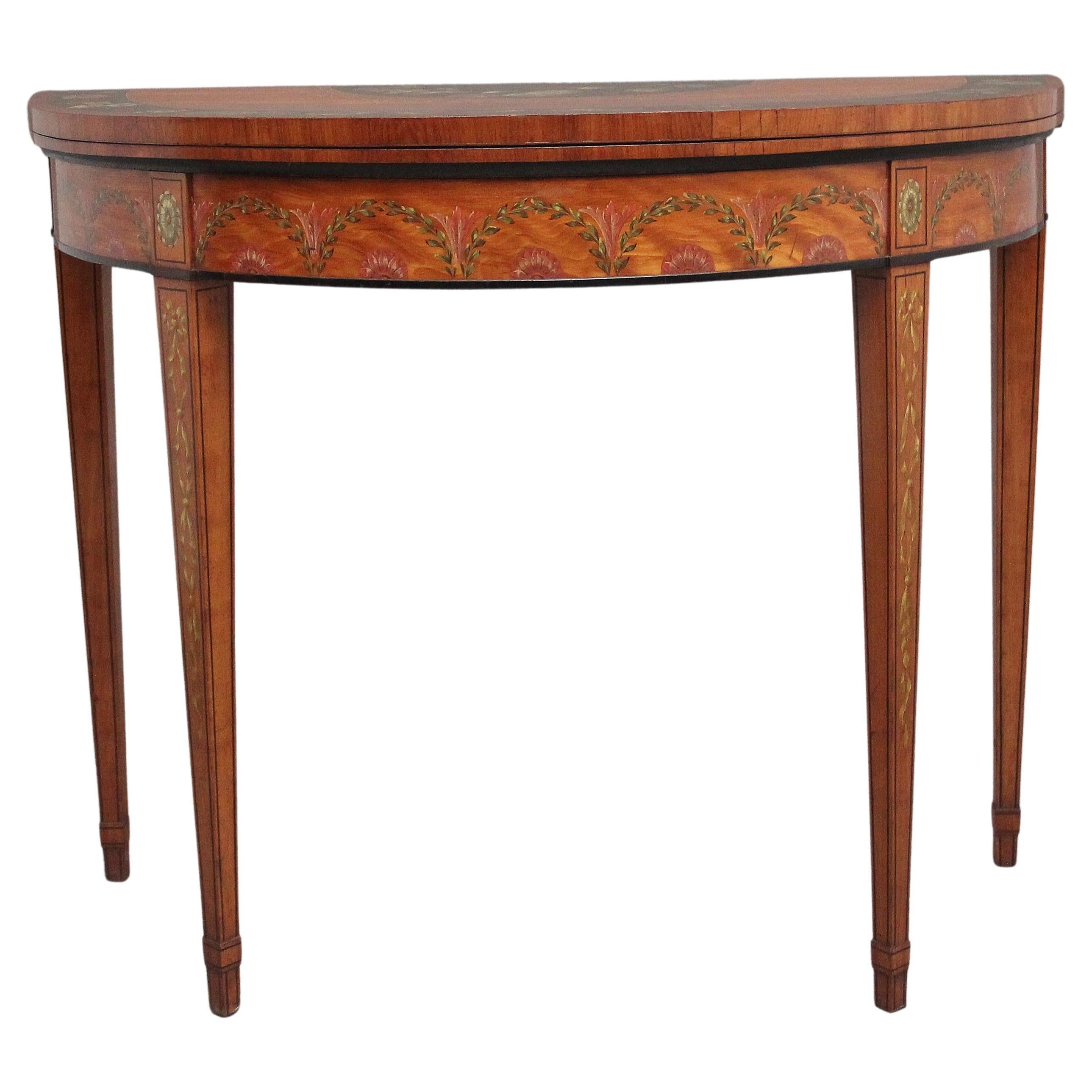 Early 19th Century painted satinwood card table For Sale