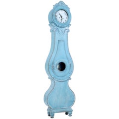 Antique Early 19th Century Painted Swedish Mora Long Case Clock