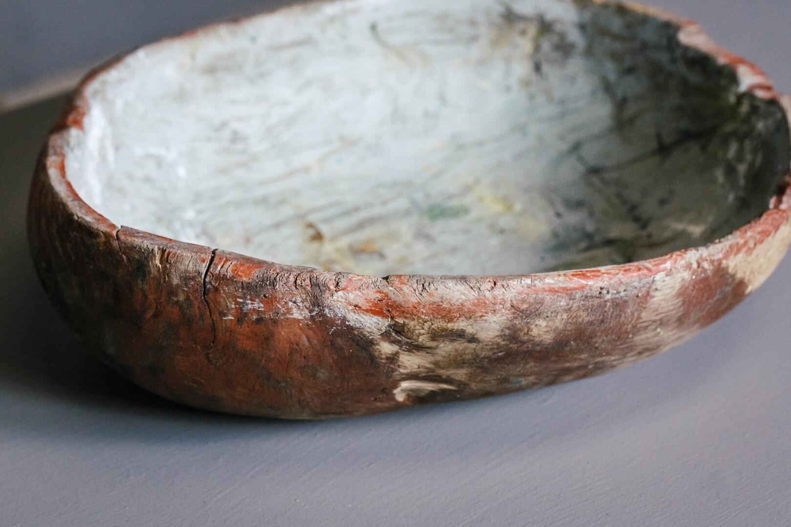 Wood Early 19th Century Painted Swedish Root Bowl