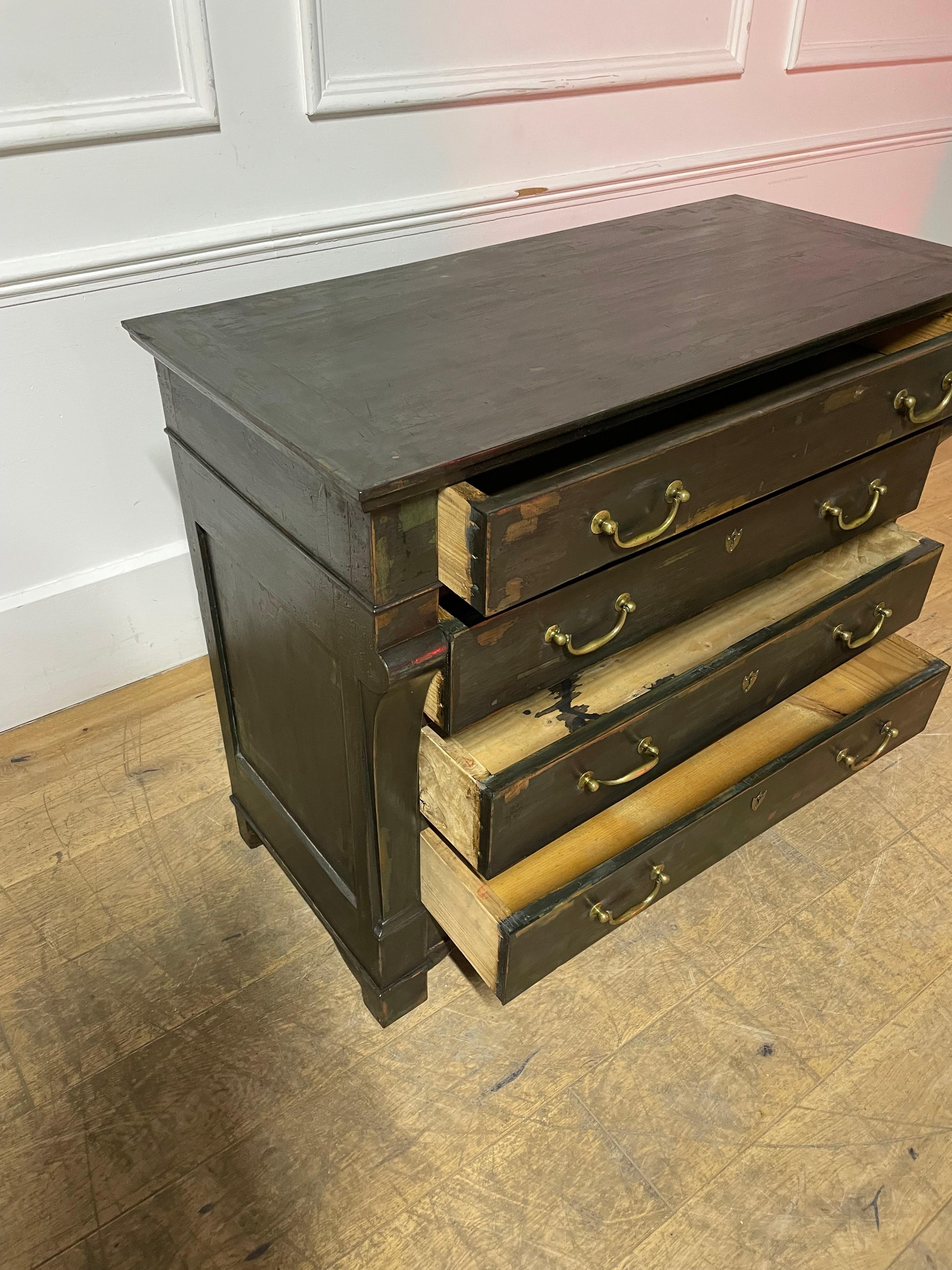 Walnut Early 19th century painted walnut French commode / chest of drawers  For Sale