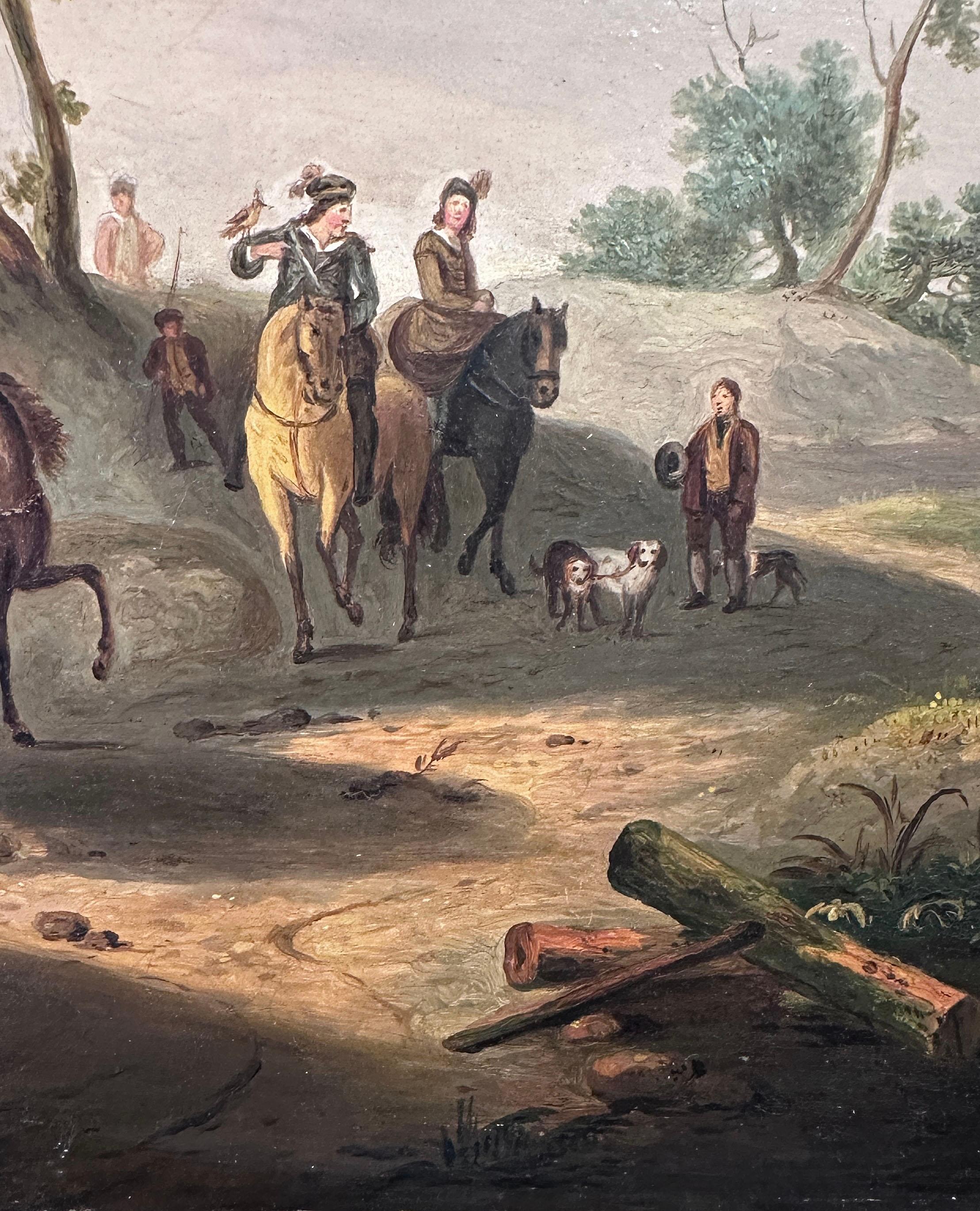 EARLY 19th CENTURY PAINTING WITH A COUNTRY SCENE (19th Century) im Angebot