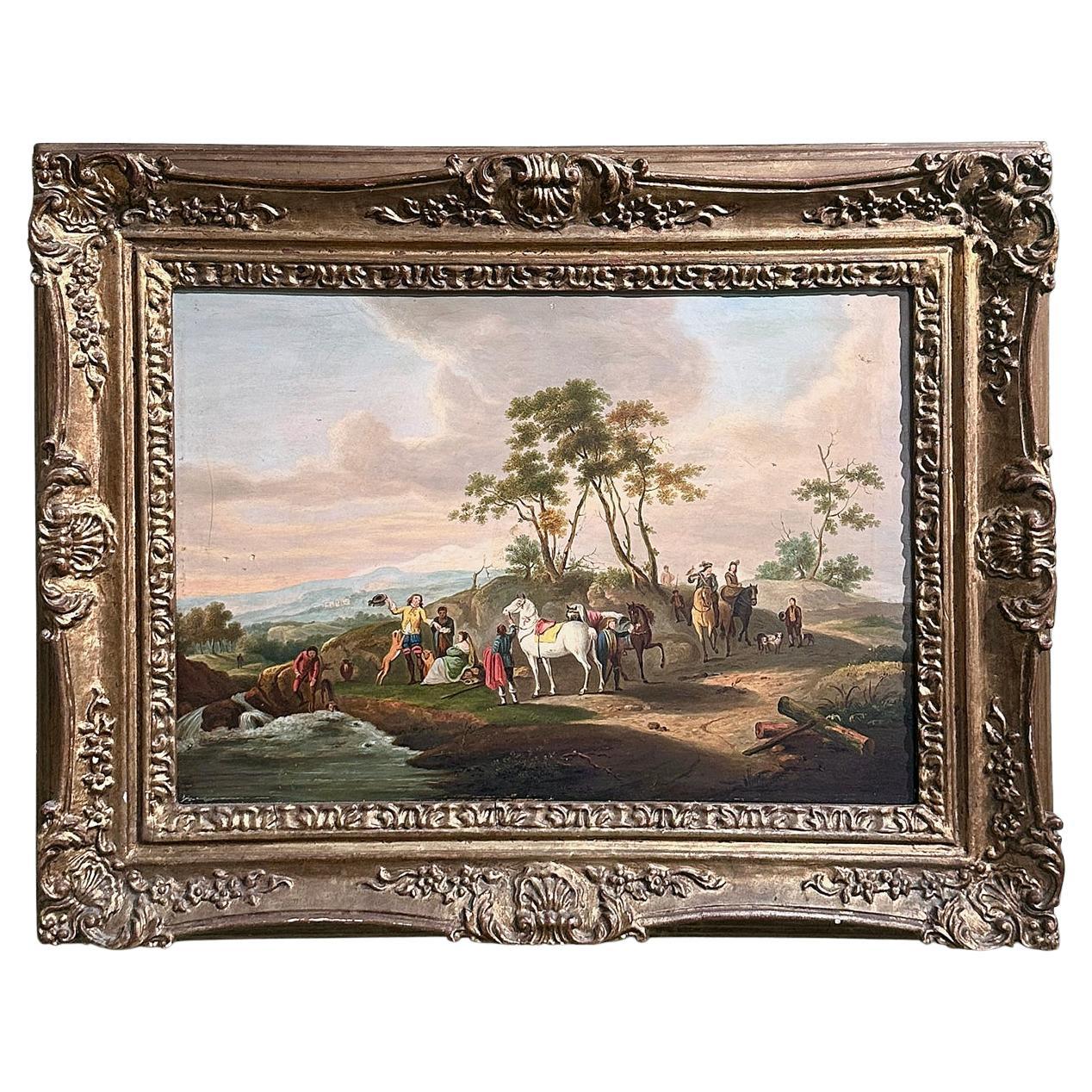 EARLY 19th CENTURY PAINTING WITH A COUNTRY SCENE