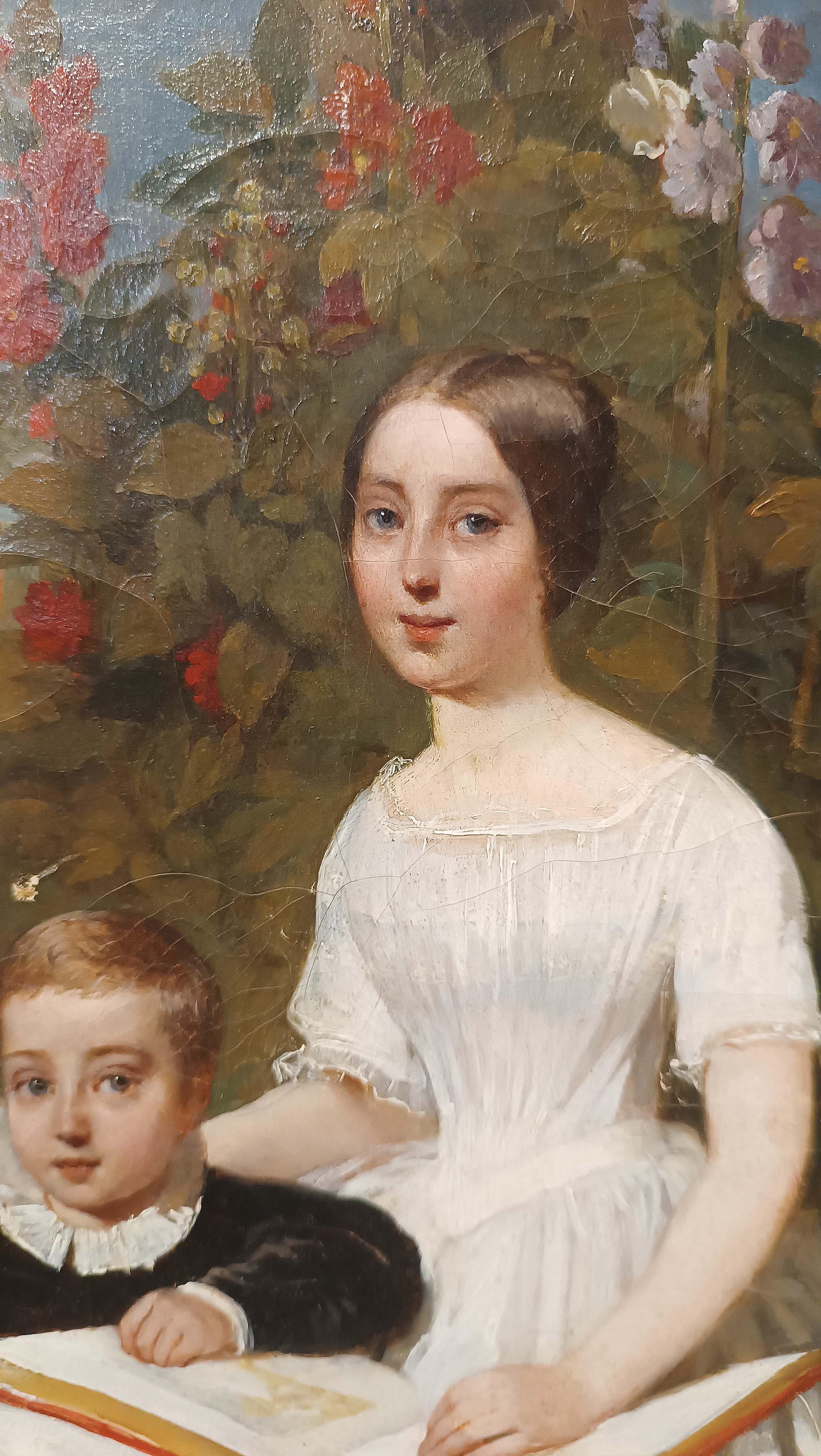EARLY 19th CENTURY PAINTING WITH PORTRAIT OF TWO BROTHERS im Zustand „Gut“ im Angebot in Firenze, FI