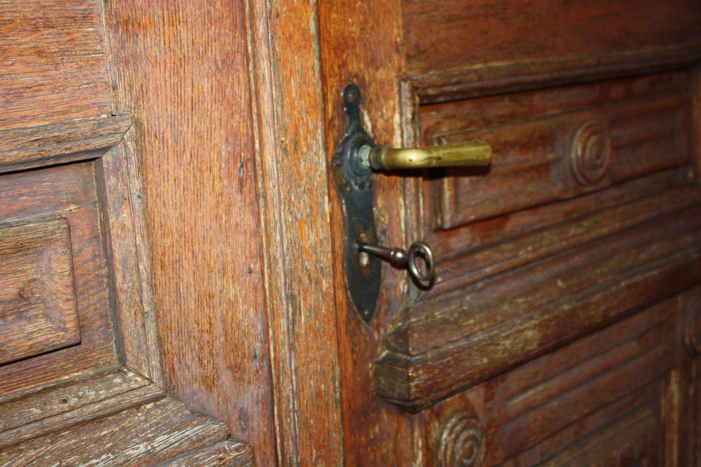 Wood Early 19th Century Pair of French Exterior Doors For Sale