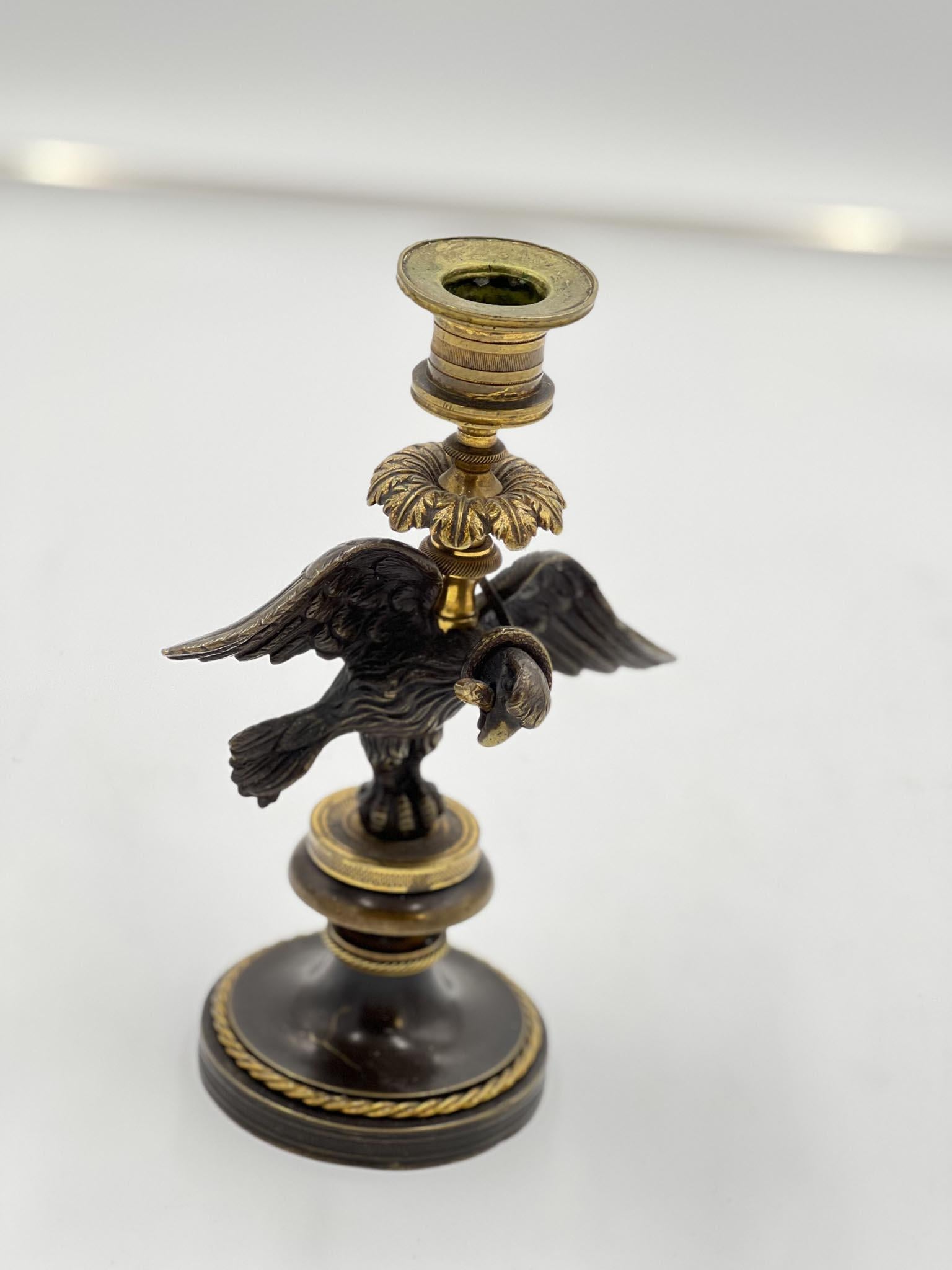 Early 19th Century Pair French Grand Tour Candlesticks with Eagles. Gorgeous shape.  Please see pics and contact us with any questions.