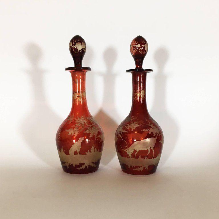 Austrian EARLY 19th CENTURY PAIR OF AUSTRIAN CRYSTAL BOTTLES  For Sale