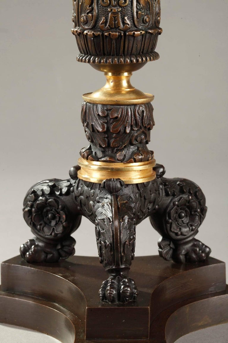 Early 19th Century Pair of Bronze Antique Table Lamps For Sale at 1stdibs