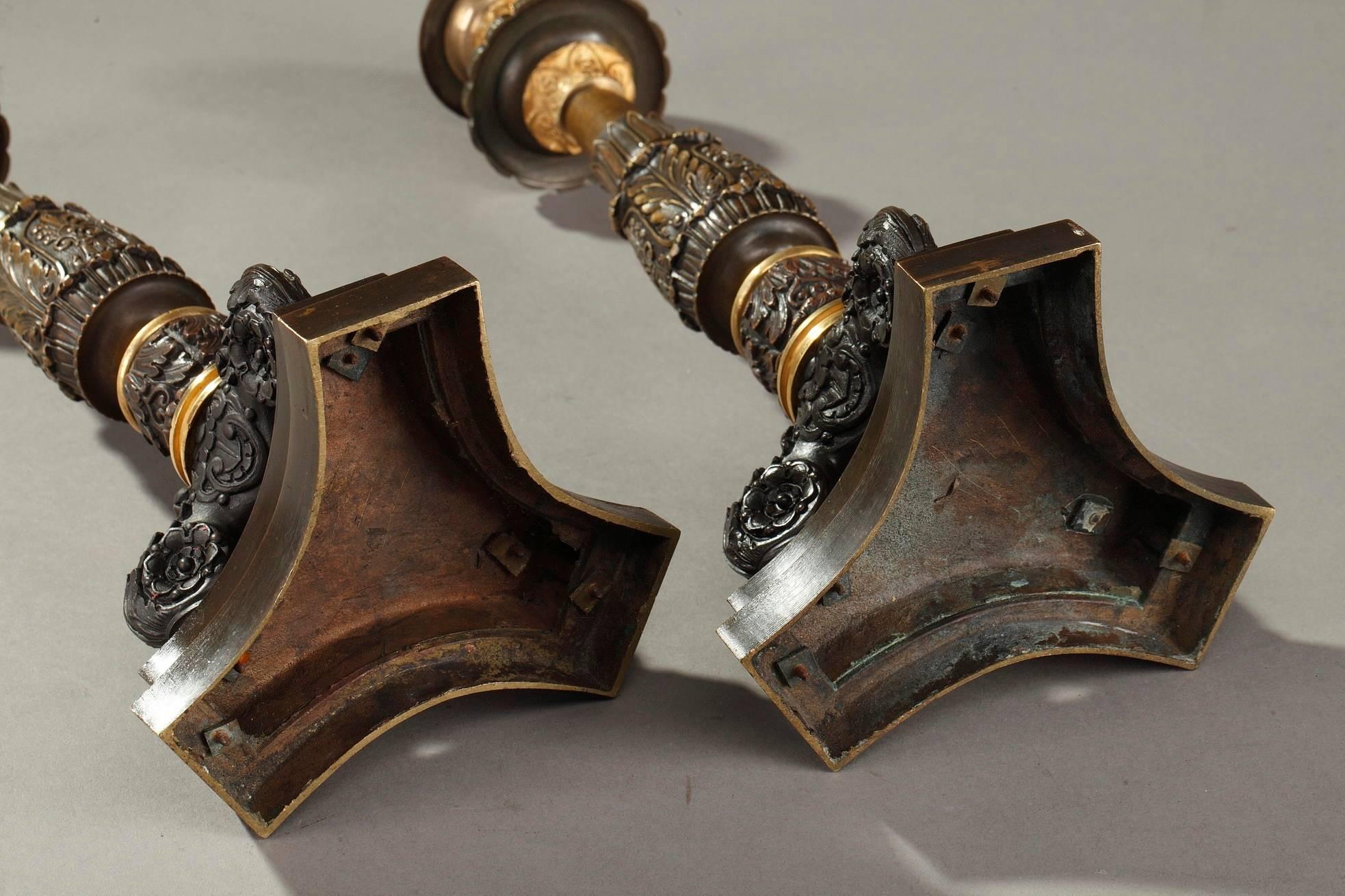 Early 19th Century Pair of Bronze Candlesticks 6