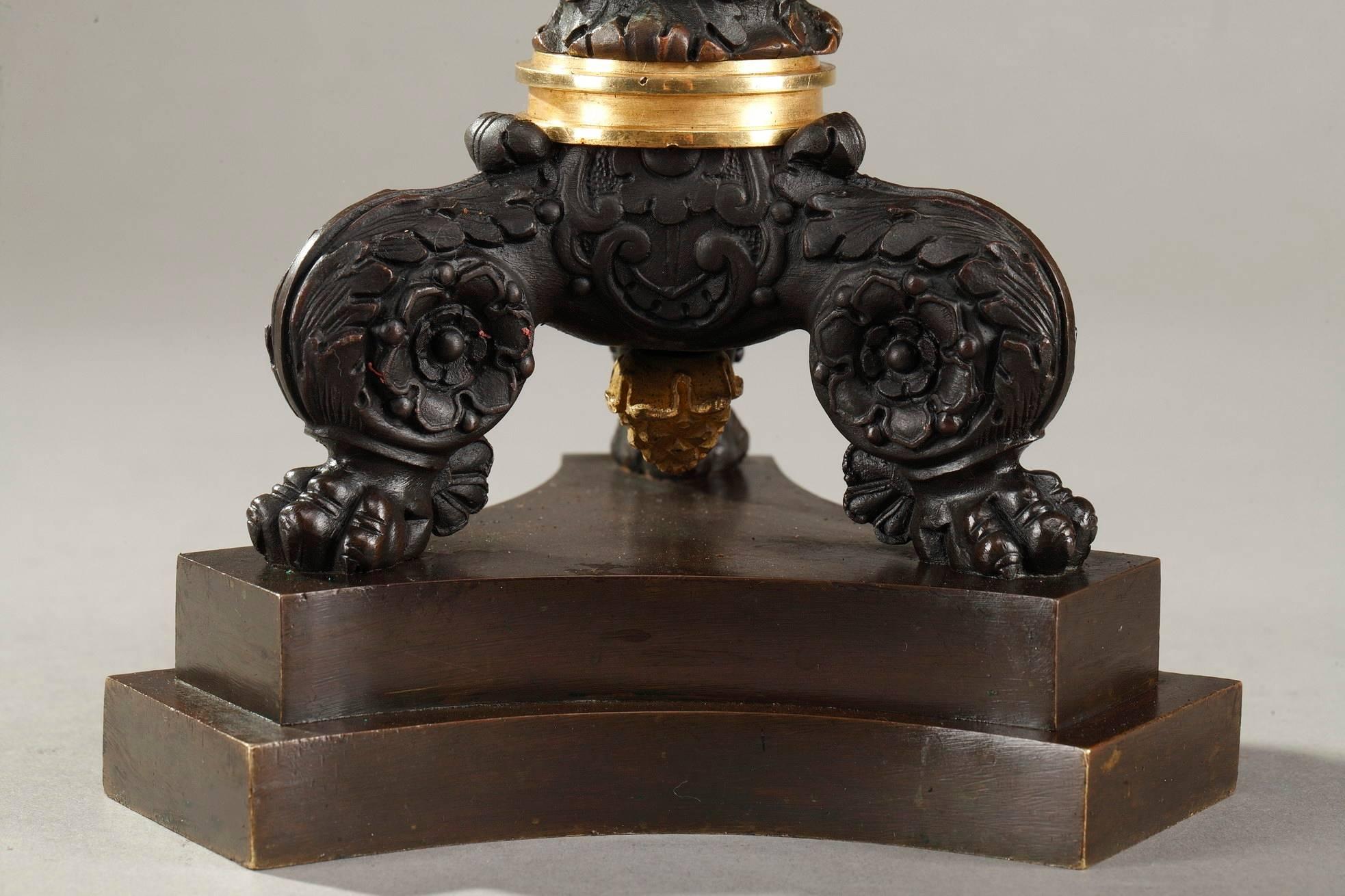 Restauration Early 19th Century Pair of Bronze Candlesticks