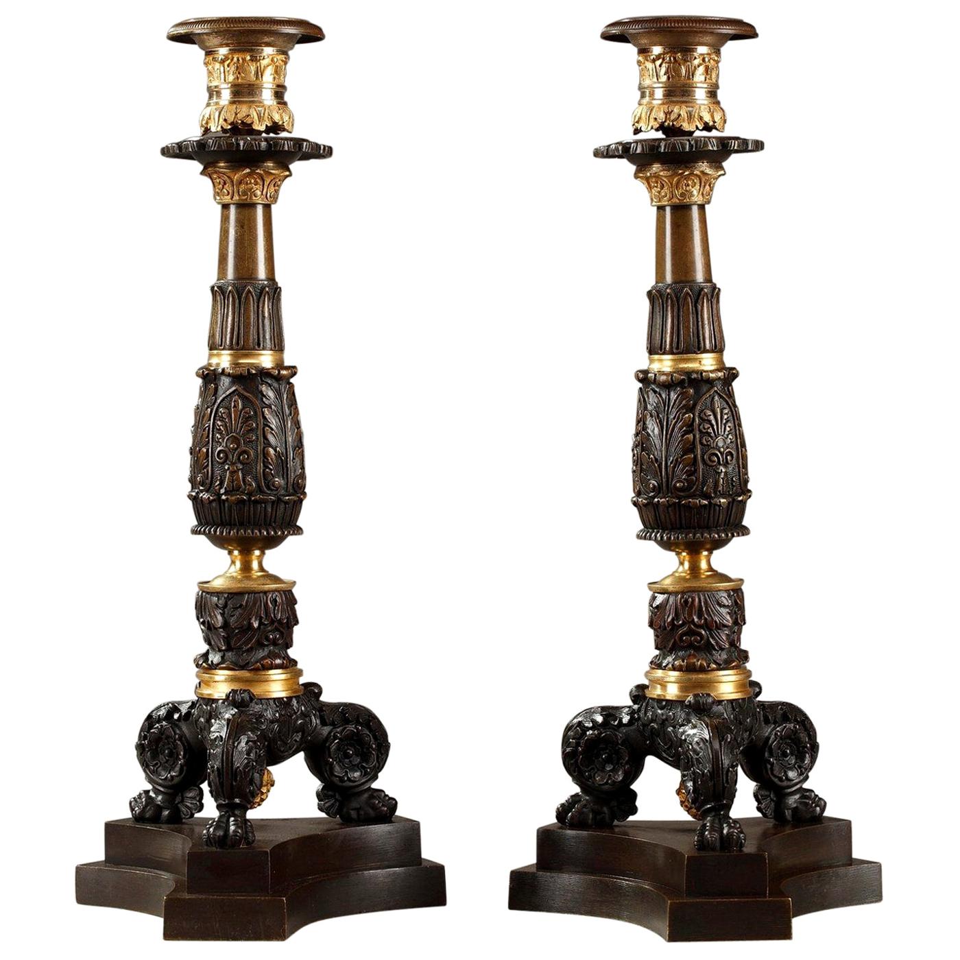 Early 19th Century Pair of Bronze Candlesticks