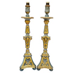 Early 19th Century Pair of Candle Holders turned into Table Lamps