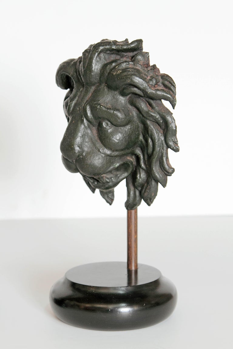 Early 19th Century Pair of Carved Wood Lion Heads at 1stDibs