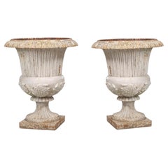 Early 19th Century Pair of Cast Iron Urns