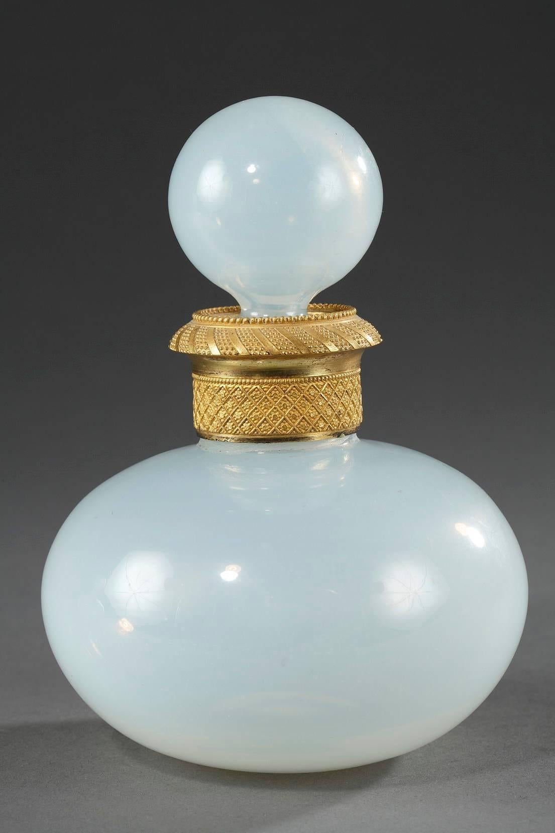 French Early 19th Century Pair of Charles X White Opaline Perfume Bottles