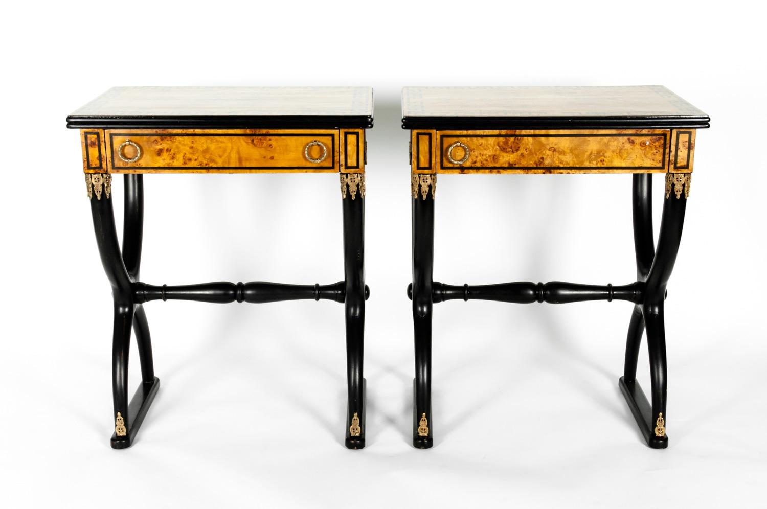 Charles X Early 19th Century Pair of Ebony Side or End Tables