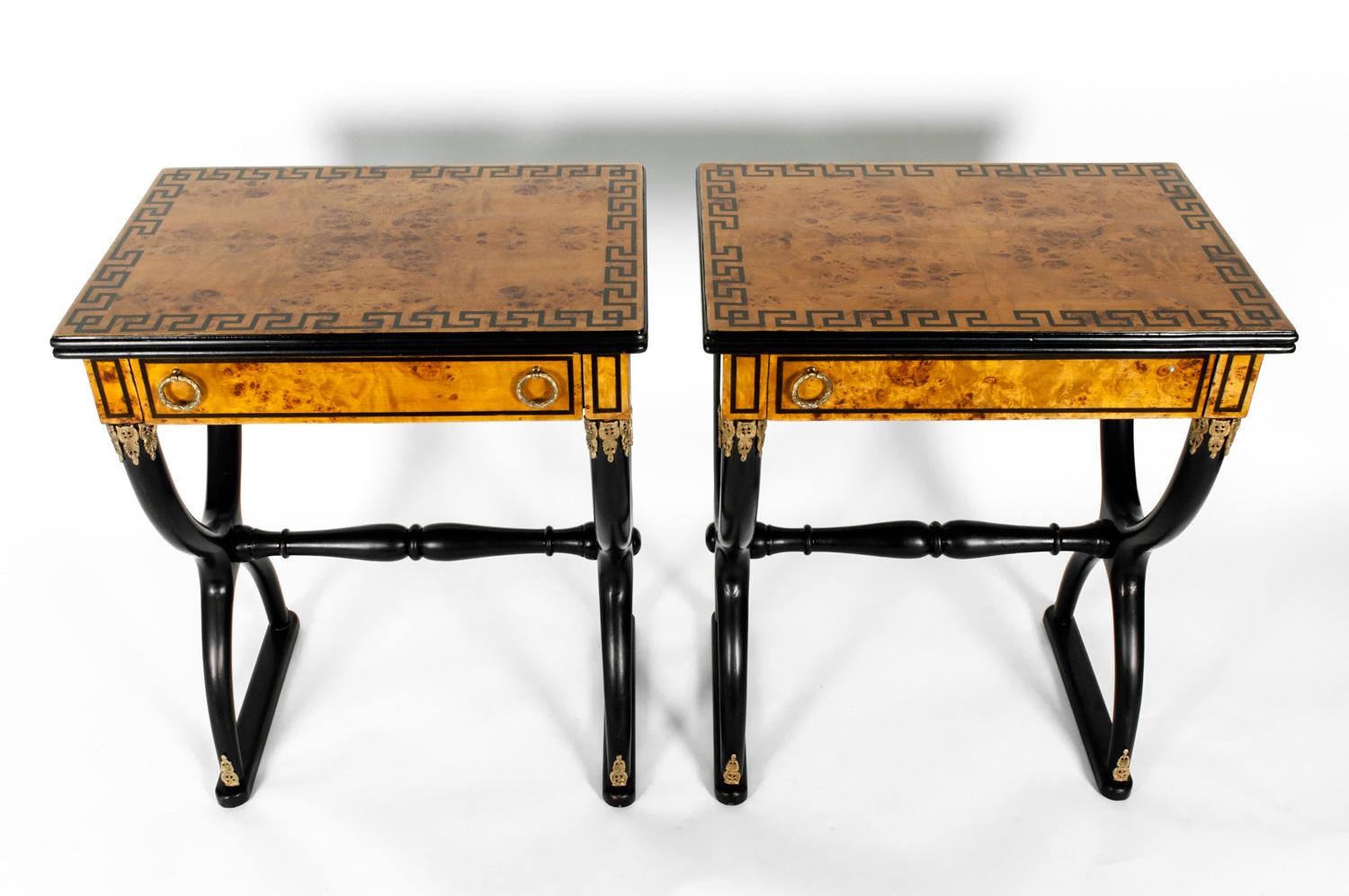 French Early 19th Century Pair of Ebony Side or End Tables