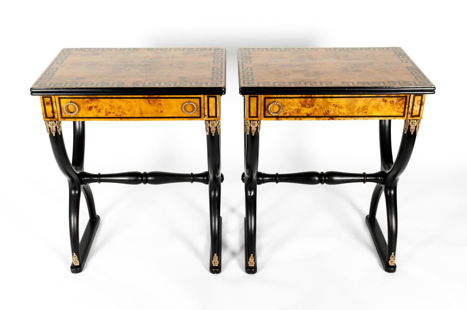 Early 19th Century Pair of Ebony Side or End Tables In Excellent Condition In Tarry Town, NY