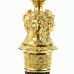 Early 19th Century Pair of Empire Bronze Female Caryatids Candelabras