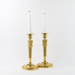 Early 19th Century Pair of Empire Gilt Bronze Female Caryatids Candlesticks